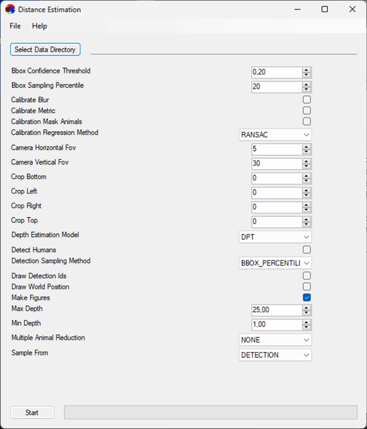 Distance Estimation program for wildlife images - can be found by clicking the GitHub link above