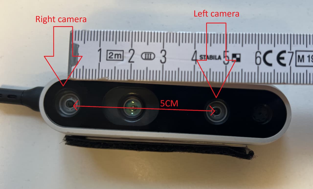 Intel RealSense D435 with 5cm distance between the left and rigth camera