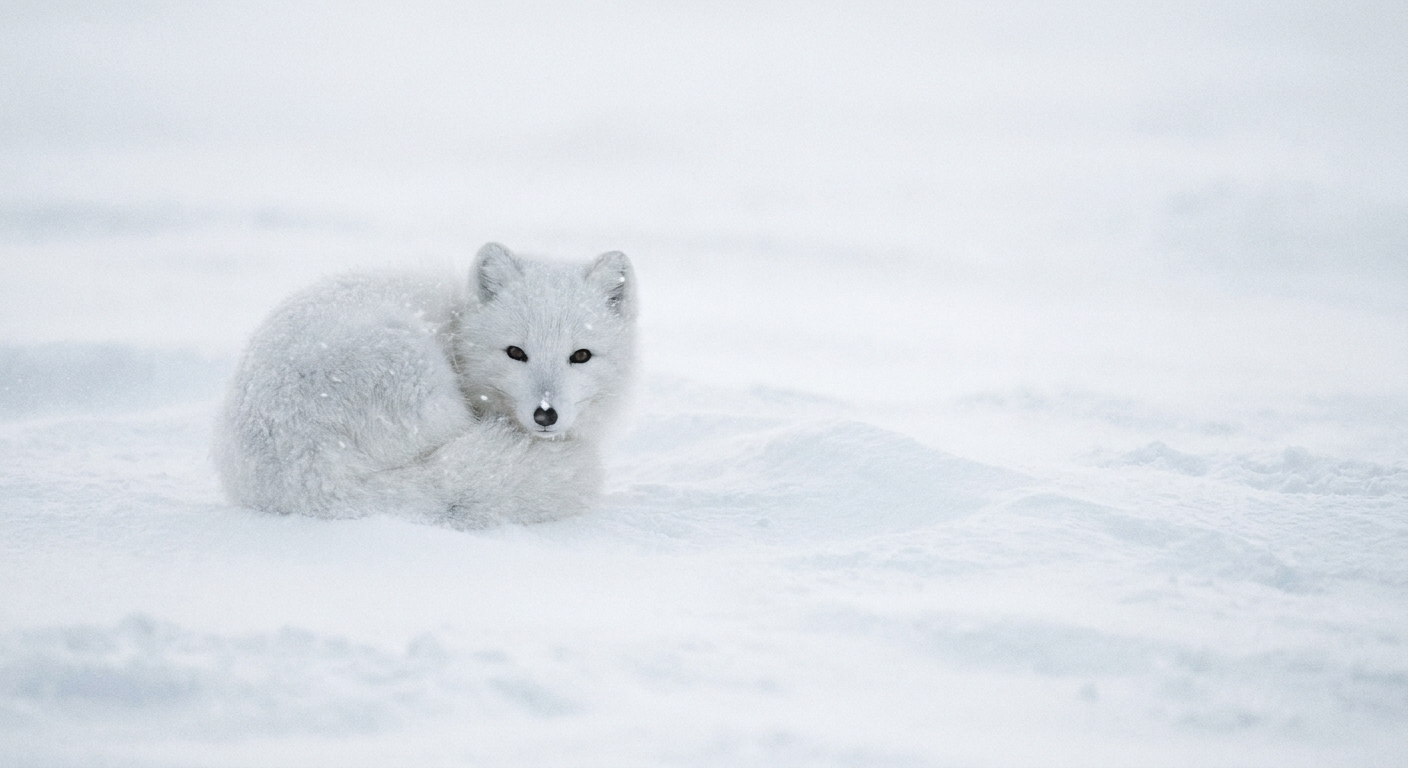 Whisper of the Tundra: Arctic Fox in Winter Gale