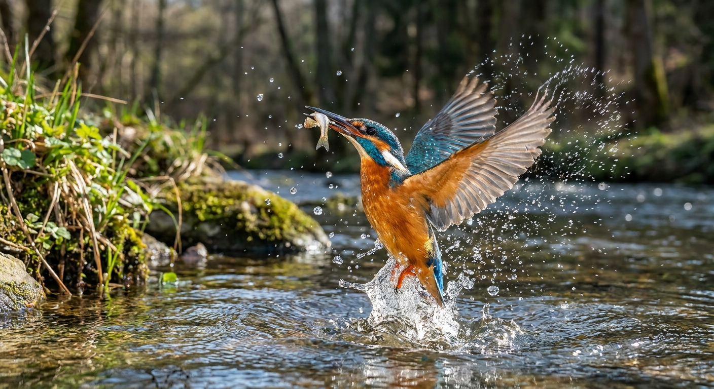 The Sapphire Arrow: Kingfisher Bursting from River