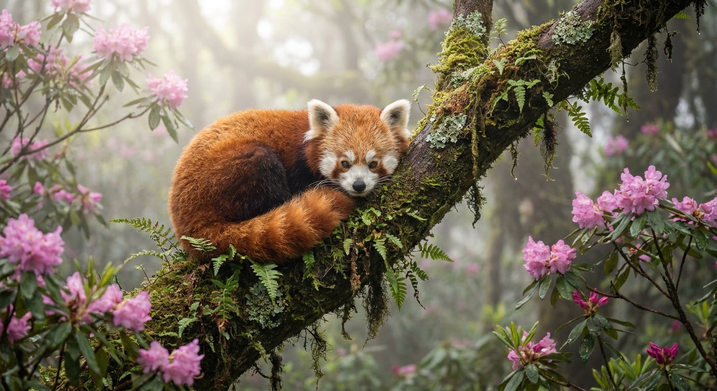 Jewel of the Canopy: Red Panda in Rhododendron Cloud Forest