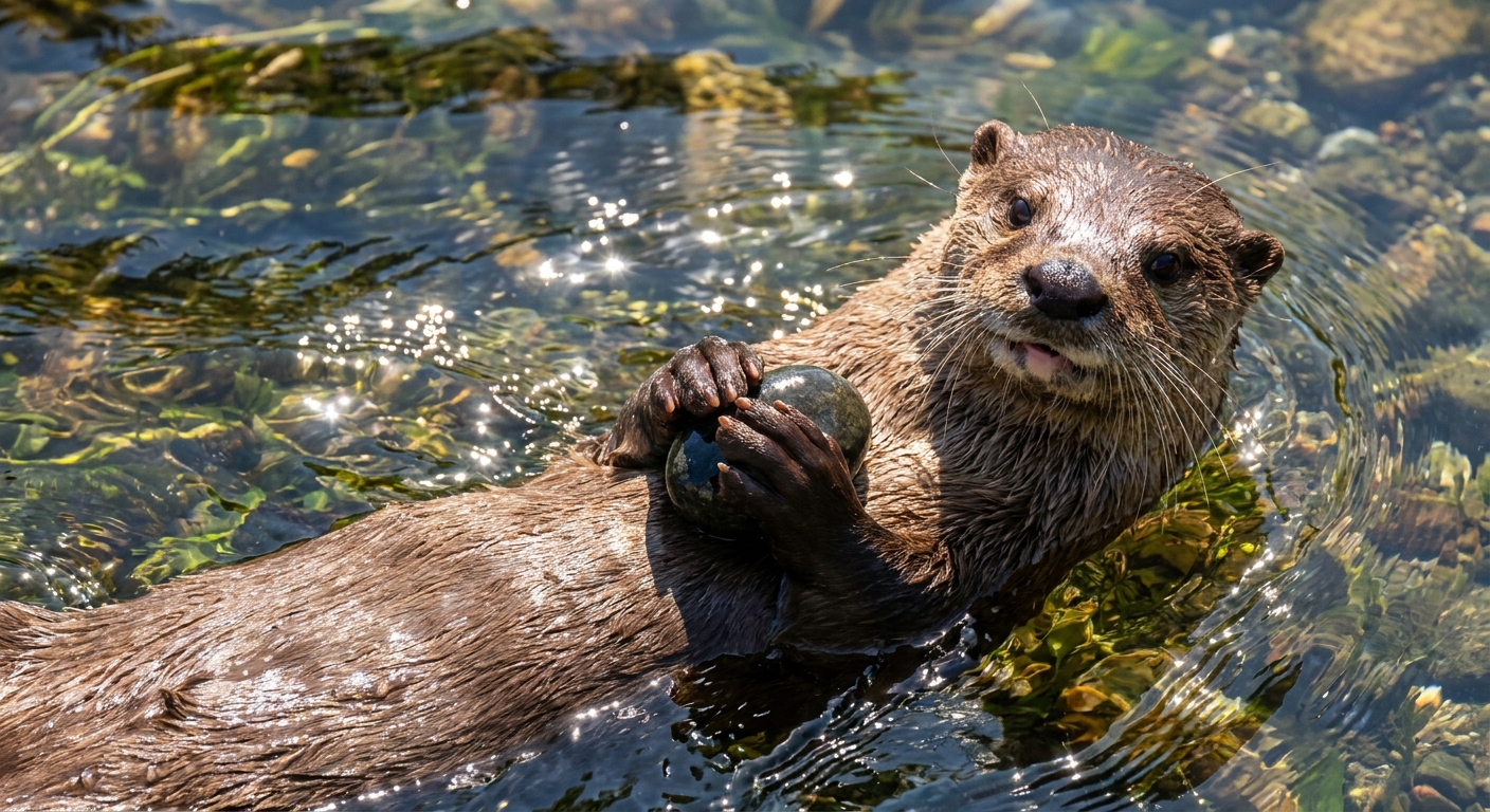 Treasure Keeper: River Otter with its Favorite Pebble