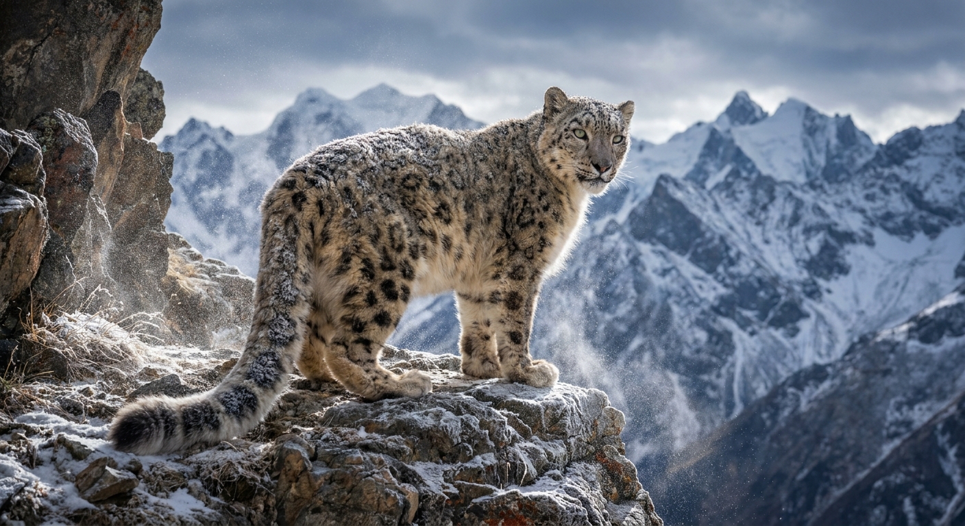 Ghost of the Mountains: Snow Leopard on Himalayan Ledge