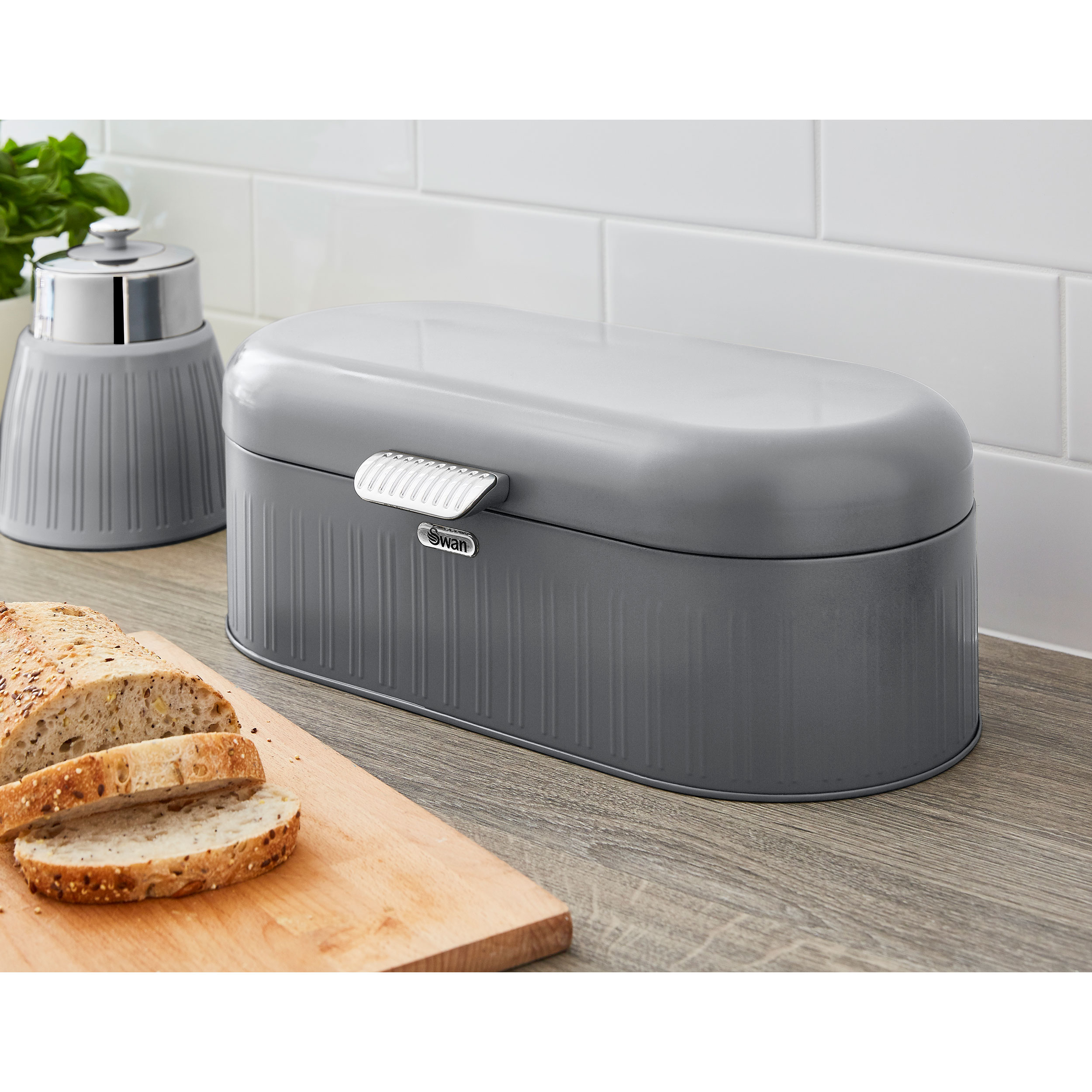 Swan Retro Bin SWKA1014GRN Panera de Mesa para Guardar Pan, Contenedor de  Metal para Almacenamiento Pan y Bollería, Bread Bin, Diseño Vintage, Gris