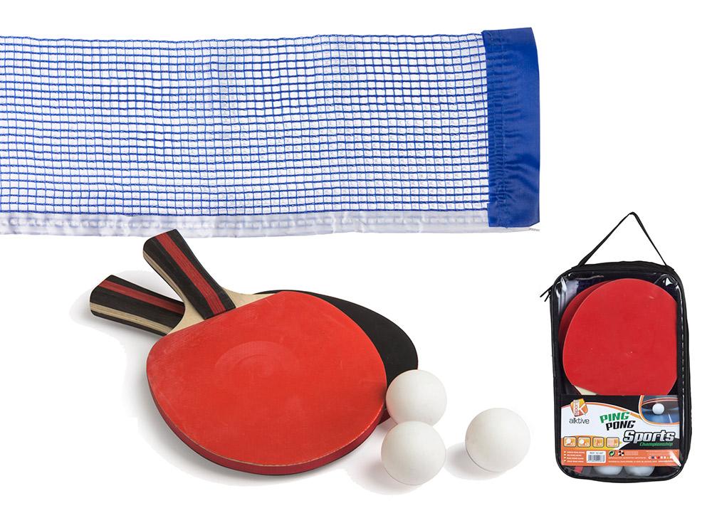 Pack ping pong con 2 raquetas, red y pelotas Aktive