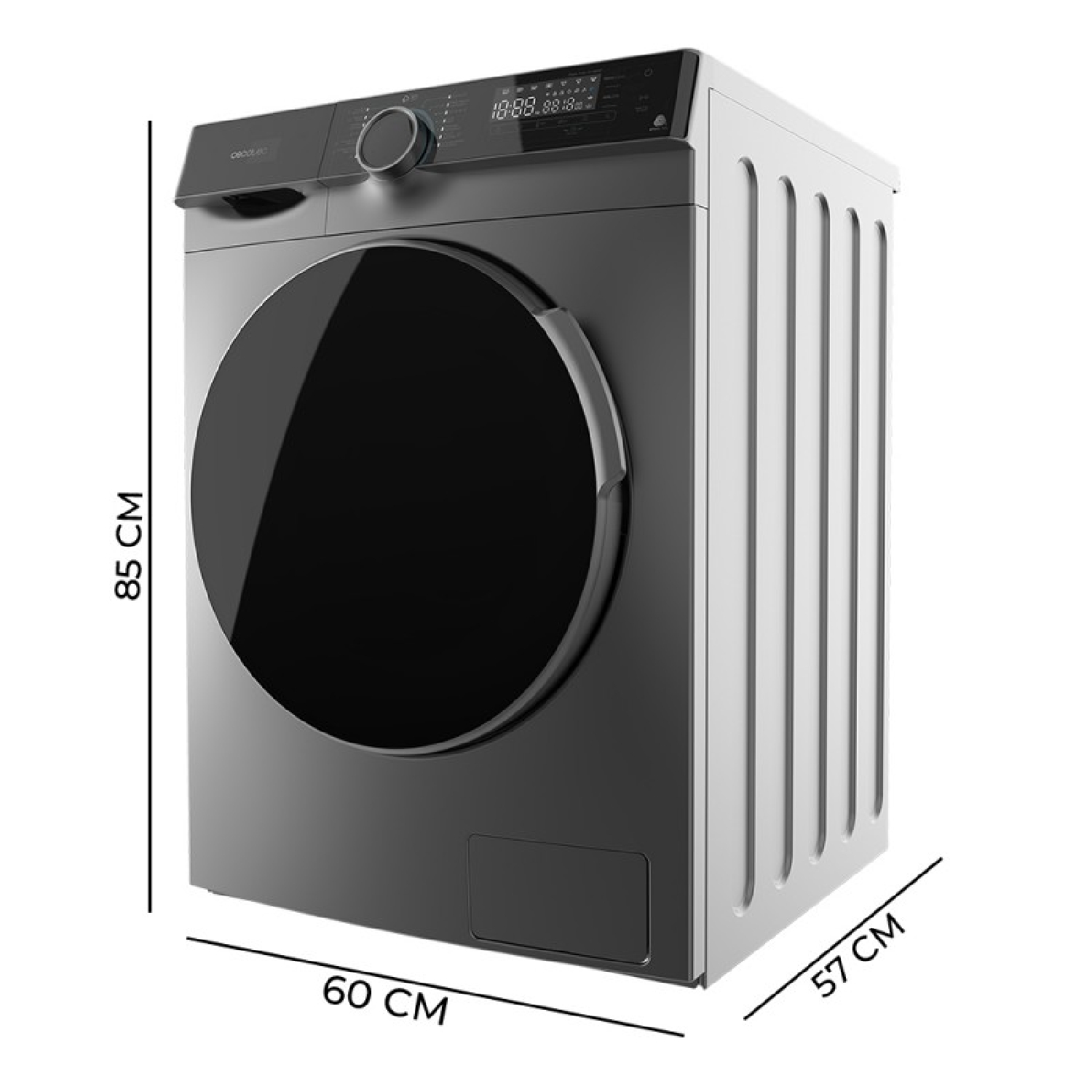 Cecotec Lavadora 12 Kg Carga Frontal Bolero Dress Code 121000 Steel. 1400  Rpm M‡Ximas Regulables, 2000 W, Motor Inverter Plus