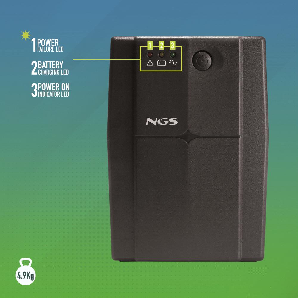 NGS FORTRESS900V3 - Sistema de Alimentación Ininterrumpida SAI, Off Line  UPS 600 VA, Tensión Constante de Salida 360W para 2 Enchufes Schuko :  : Informática