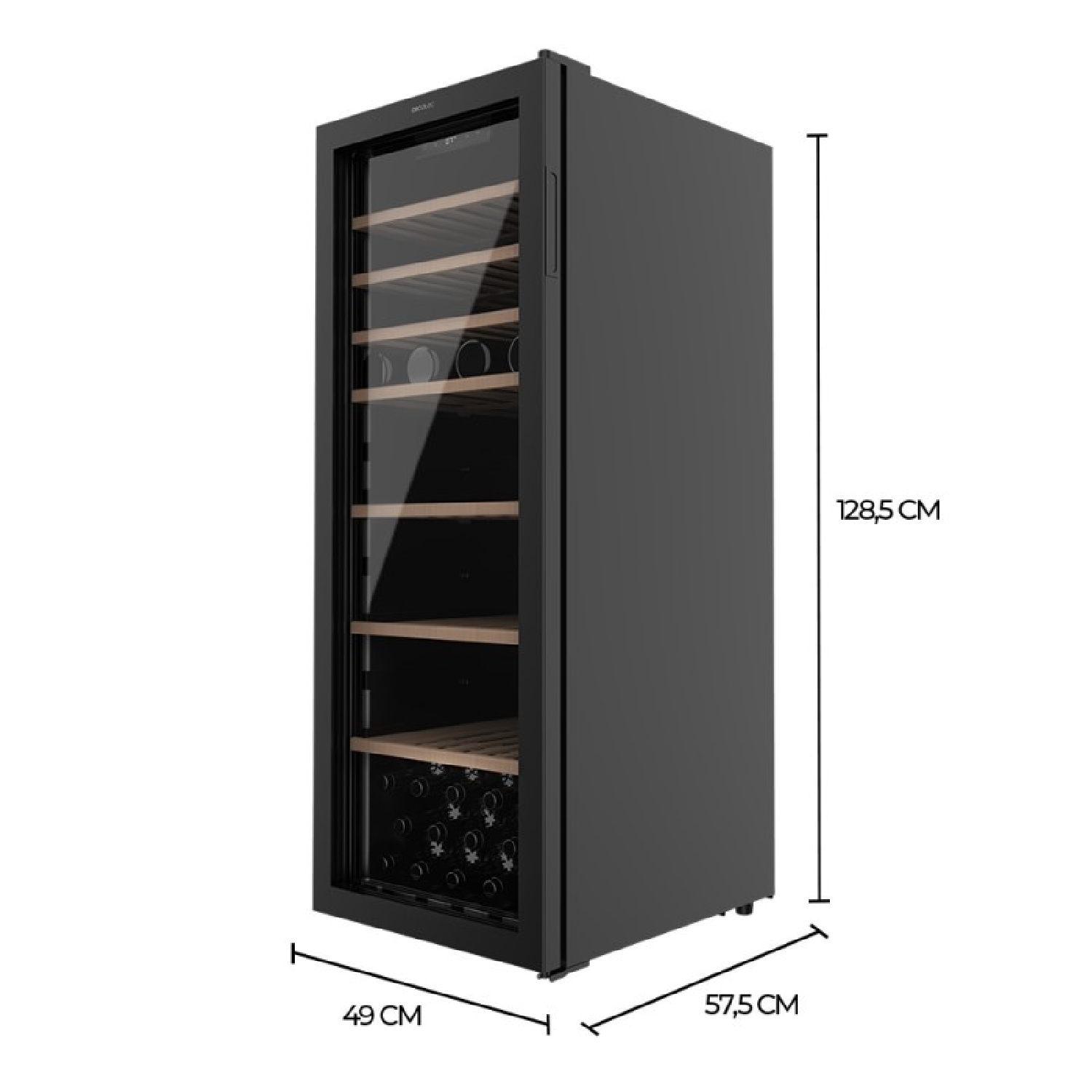 Cecotec Vinoteca De 98 Botellas Bolero Grand Sommelier B98 Black. 203 L,  Sistema Compresor De Enfriamiento, Display