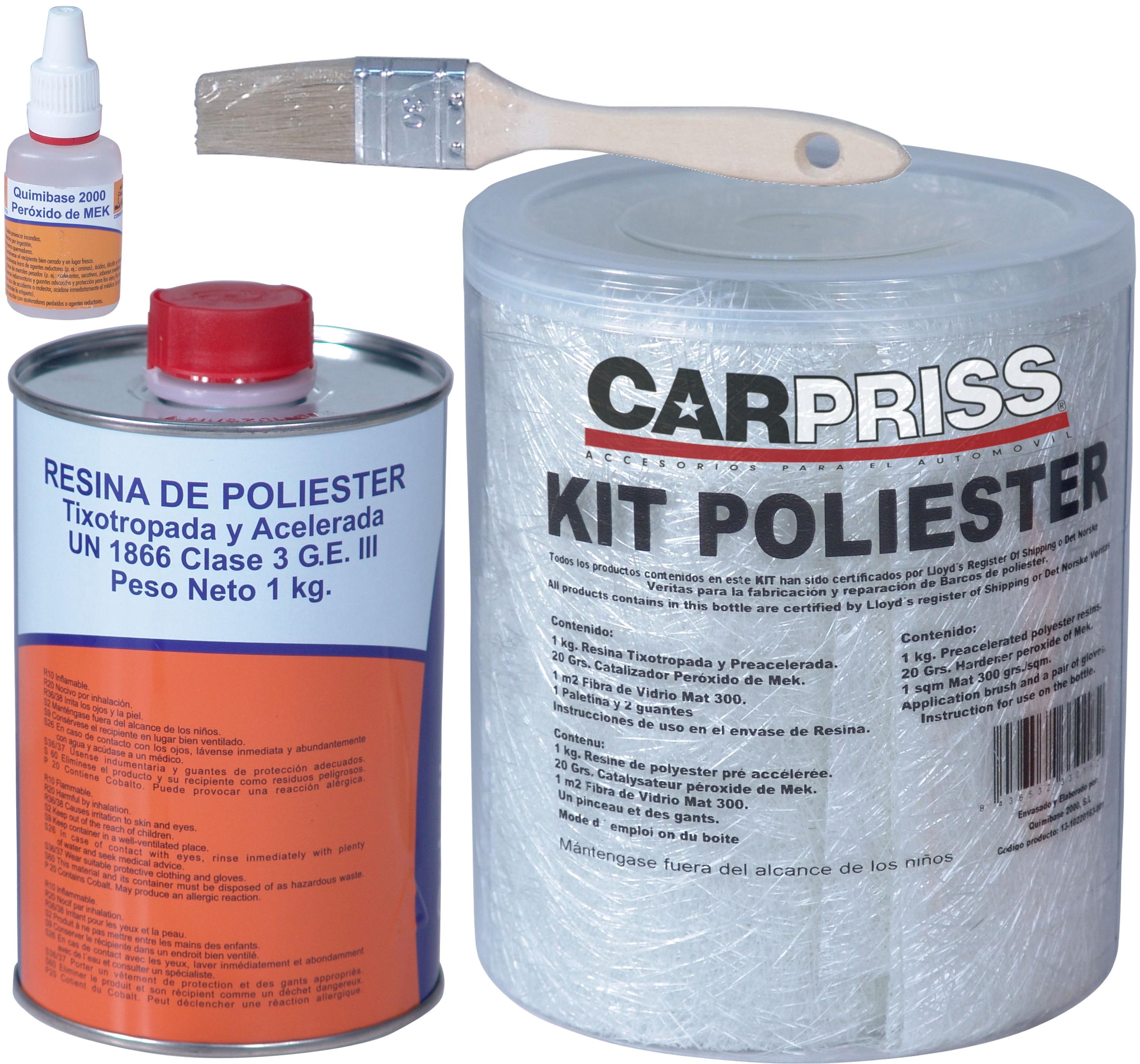 Kit Fibra Vidrio 1kg Con Catalizador/Resina/Tela/Etc Cp