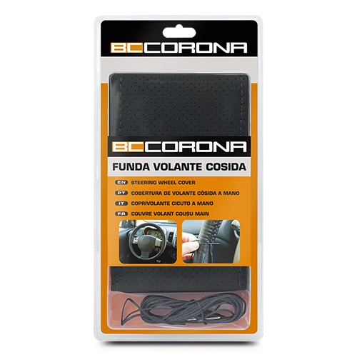 Funda Volante De Coche Negra Cosida