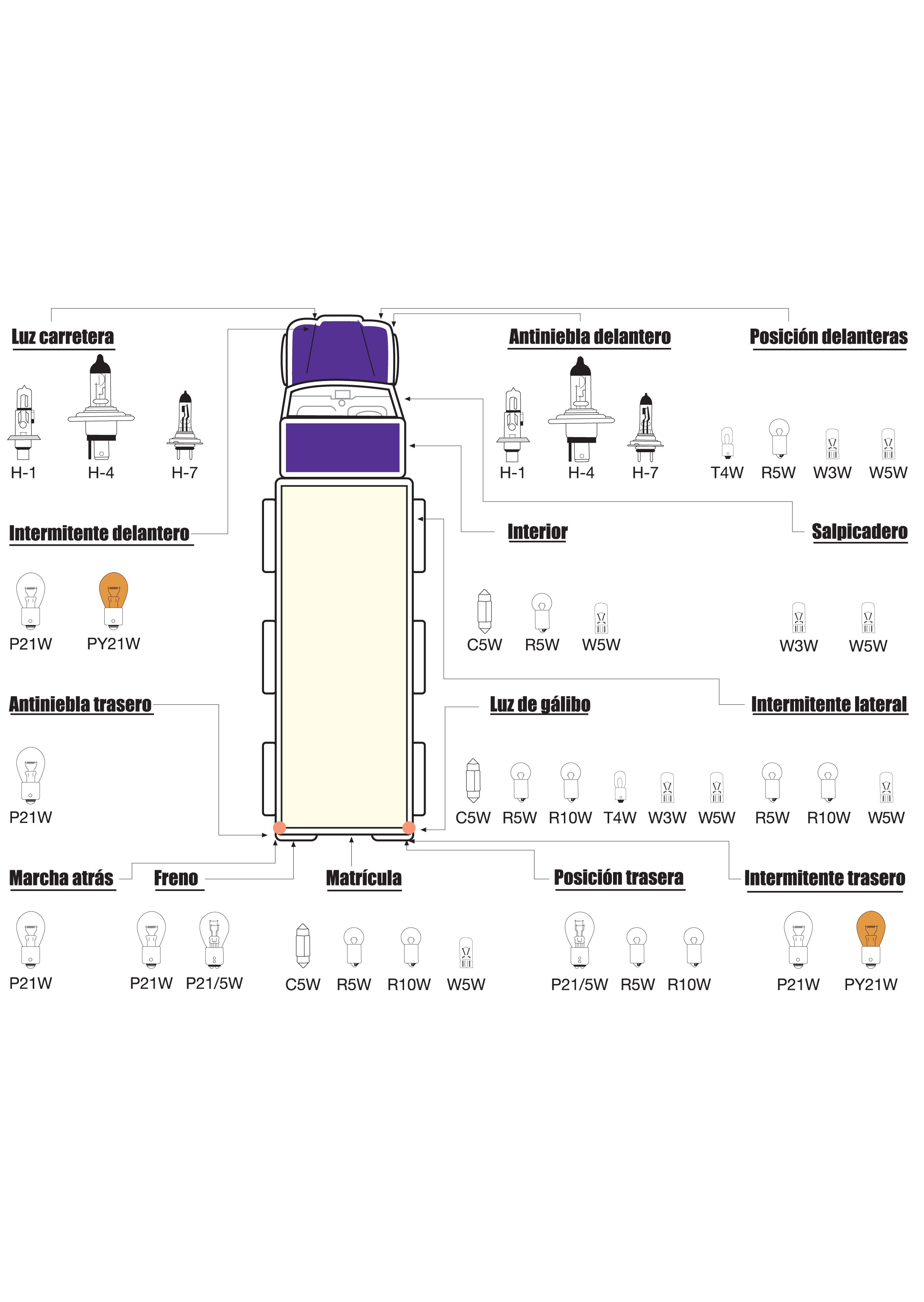 Caja 10 Bombilla Coche 2 Polos 21/5 W