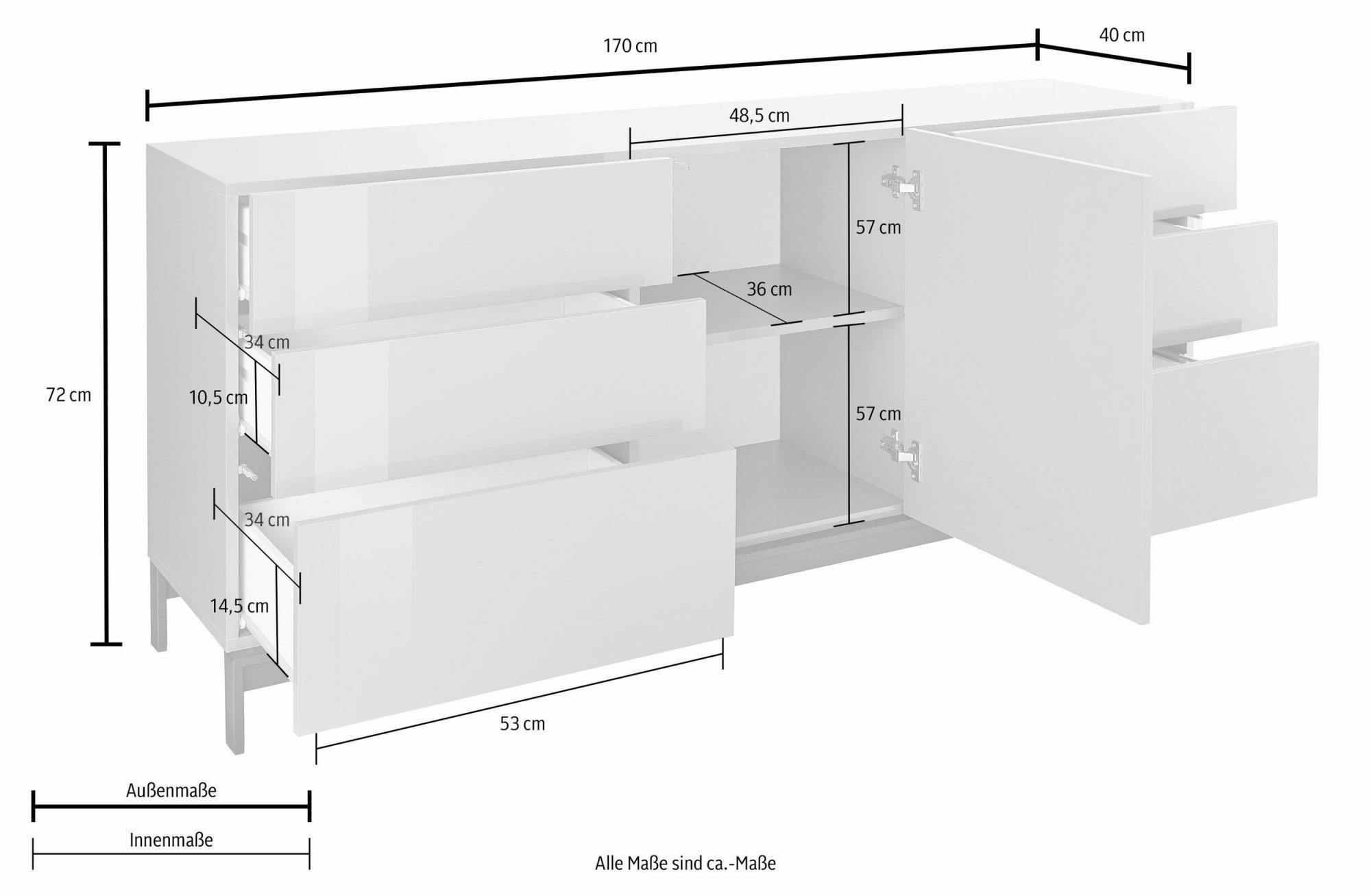 Armario buffet de cocina con aparador 80 x 48 x 170 cm color blanco