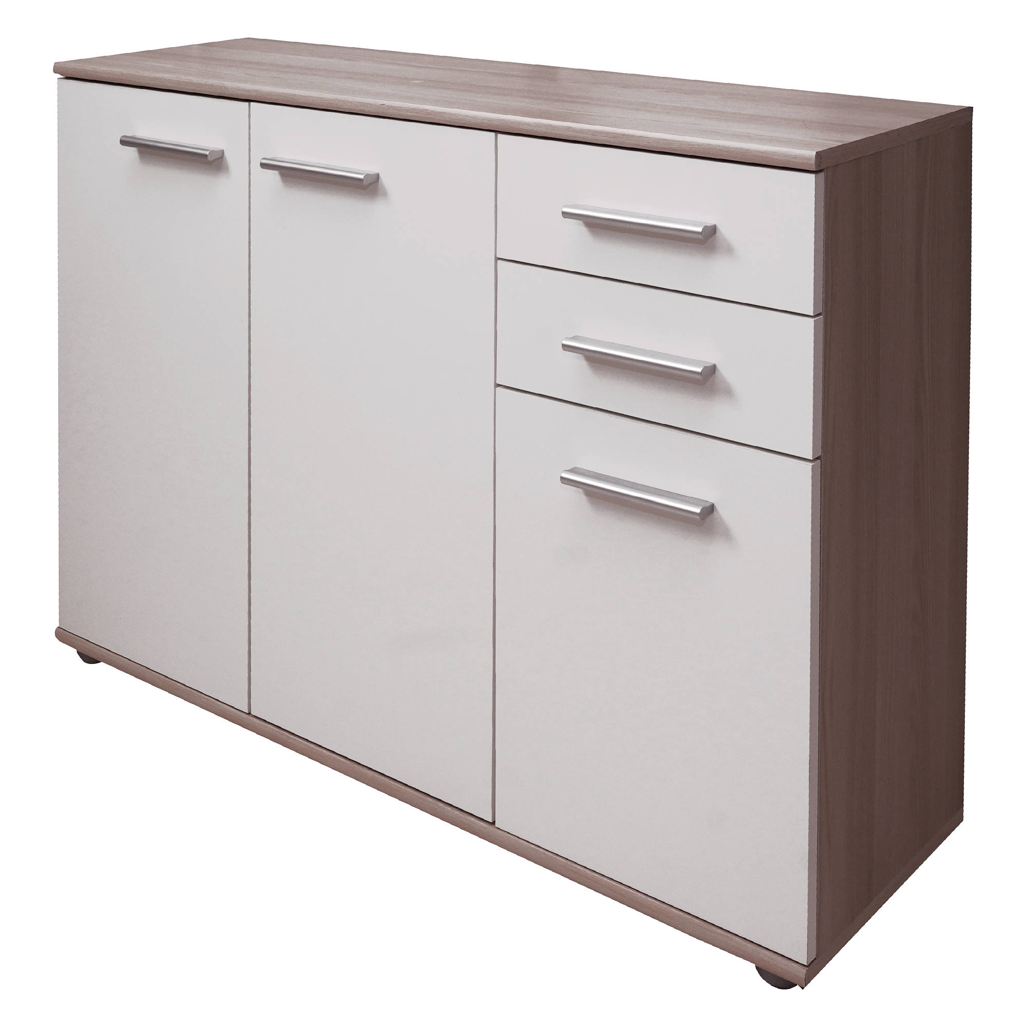 Mueble Aparador de Cocina MÁXIMO 7 Puertas 3 Cajones Blanco / Gris