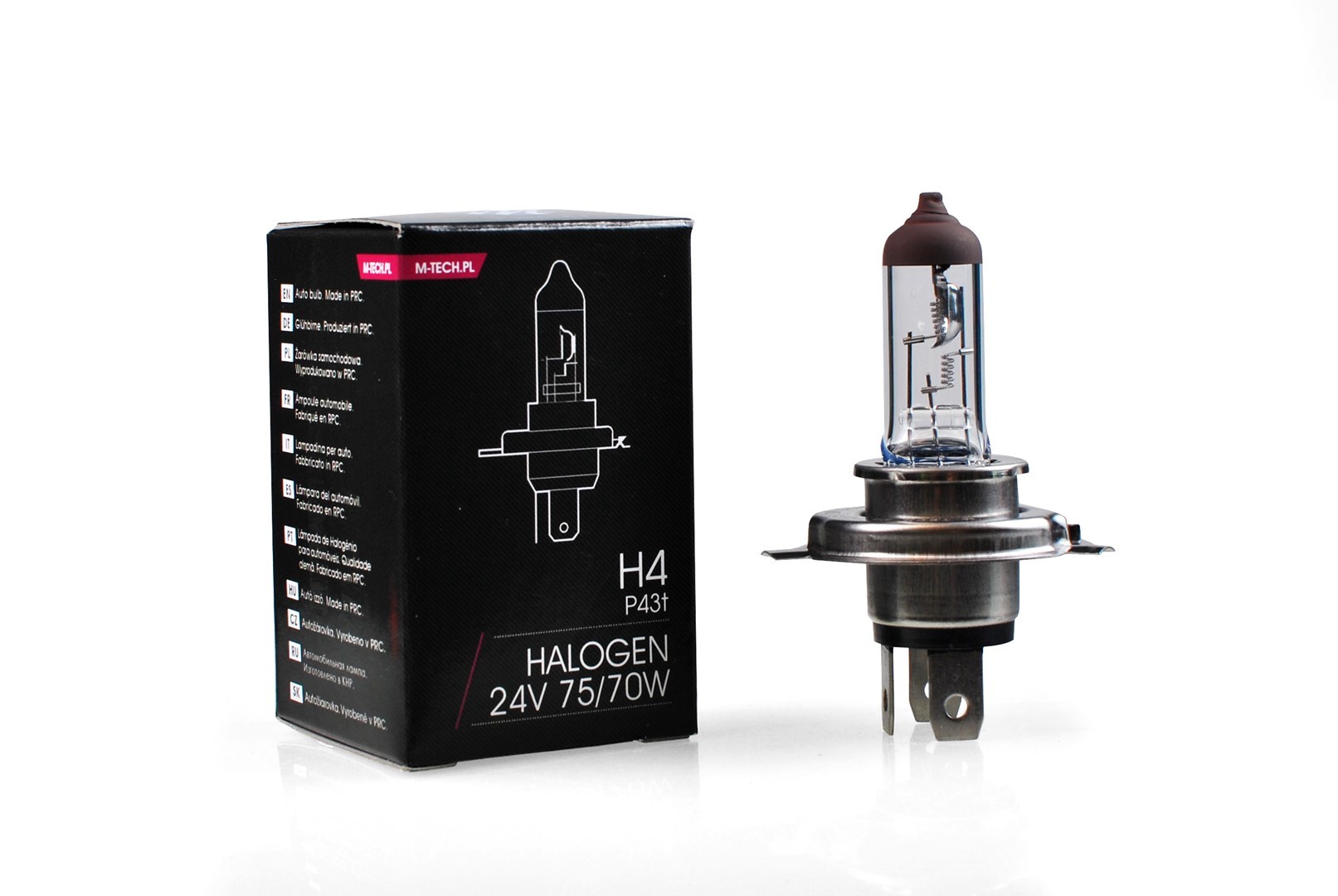 Bombilla Halógena M-TECH H4 12V 60/55W - Alta Durabilidad, Cristal Cuarzo, Homologada E4