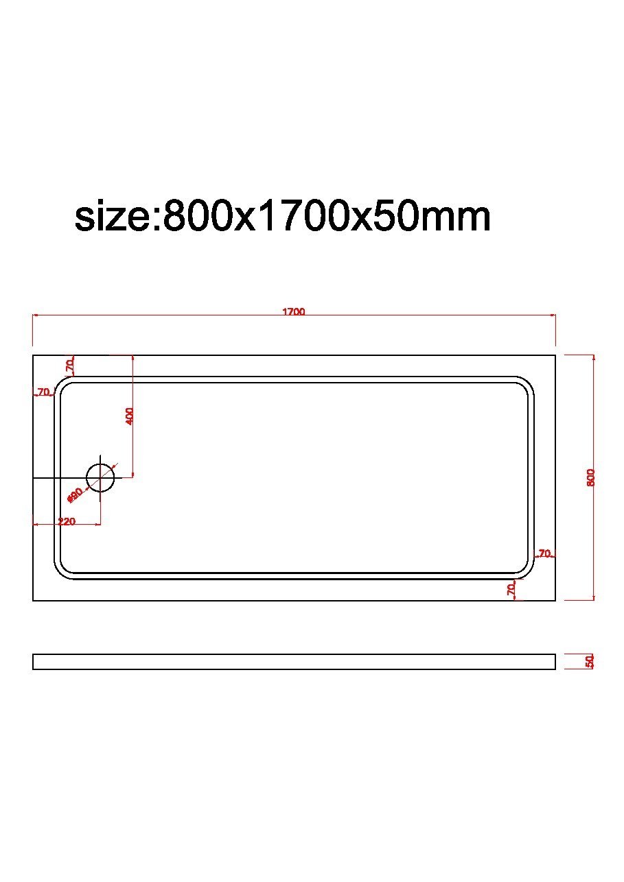 Plato De Ducha Rectangular Rebajado De Abs Con Valvula Incluida H