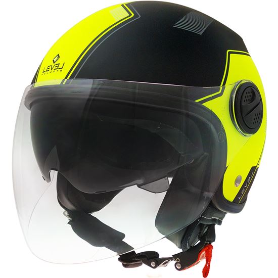 Casco De Moto Jet Level Ljc Vento Fluor Mate Con Gafas Interiores