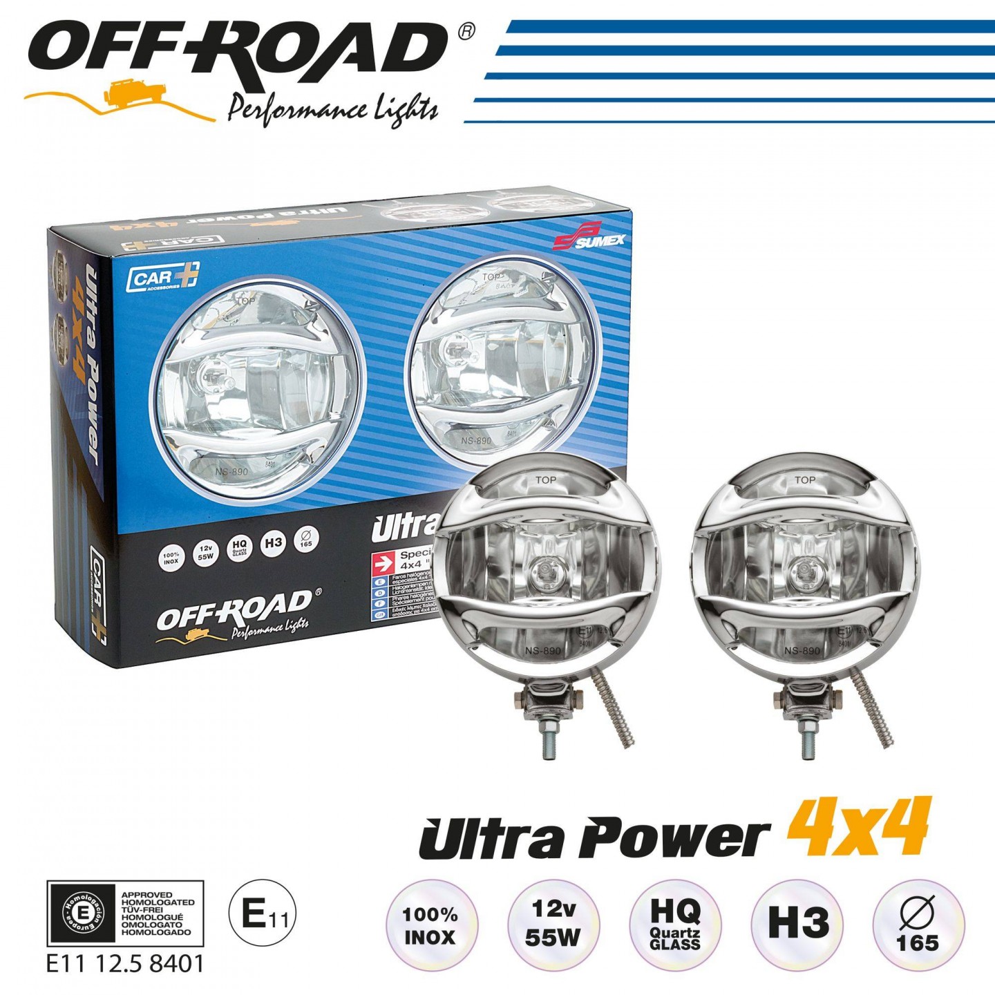 Juego Faros Largo Alcance 4x4 Off Road 165 Mm Sumex