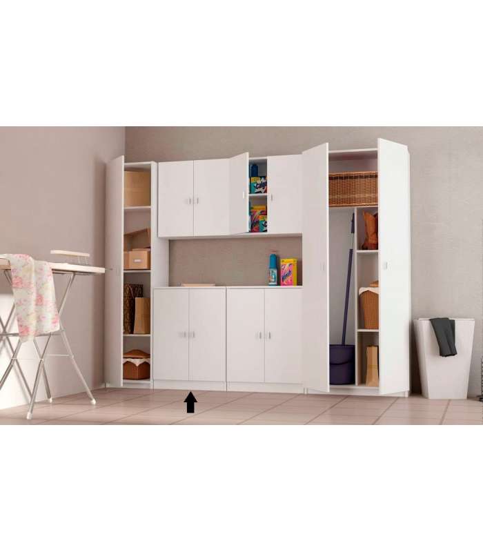 Mueble Armario Multiusos bajo 2 Puertas, Color Blanco, Medidas: 80