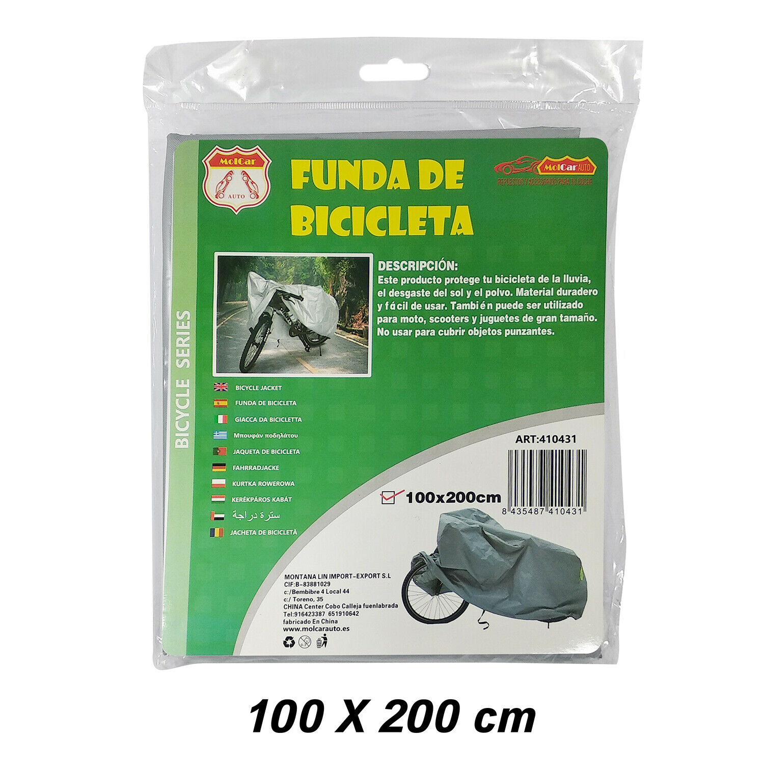 Funda Impermeable Cubre Bicicleta Lluvia