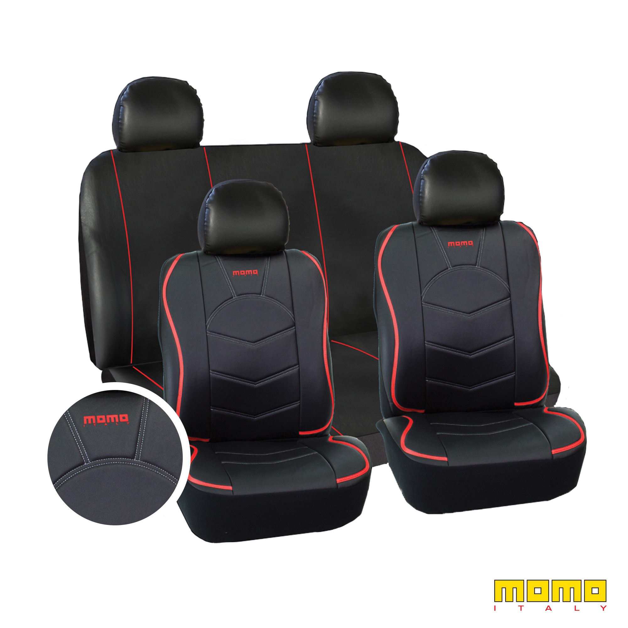 Fundas Asiento De Coche 18 Juego De 11 Color Negro/Rojo Momo