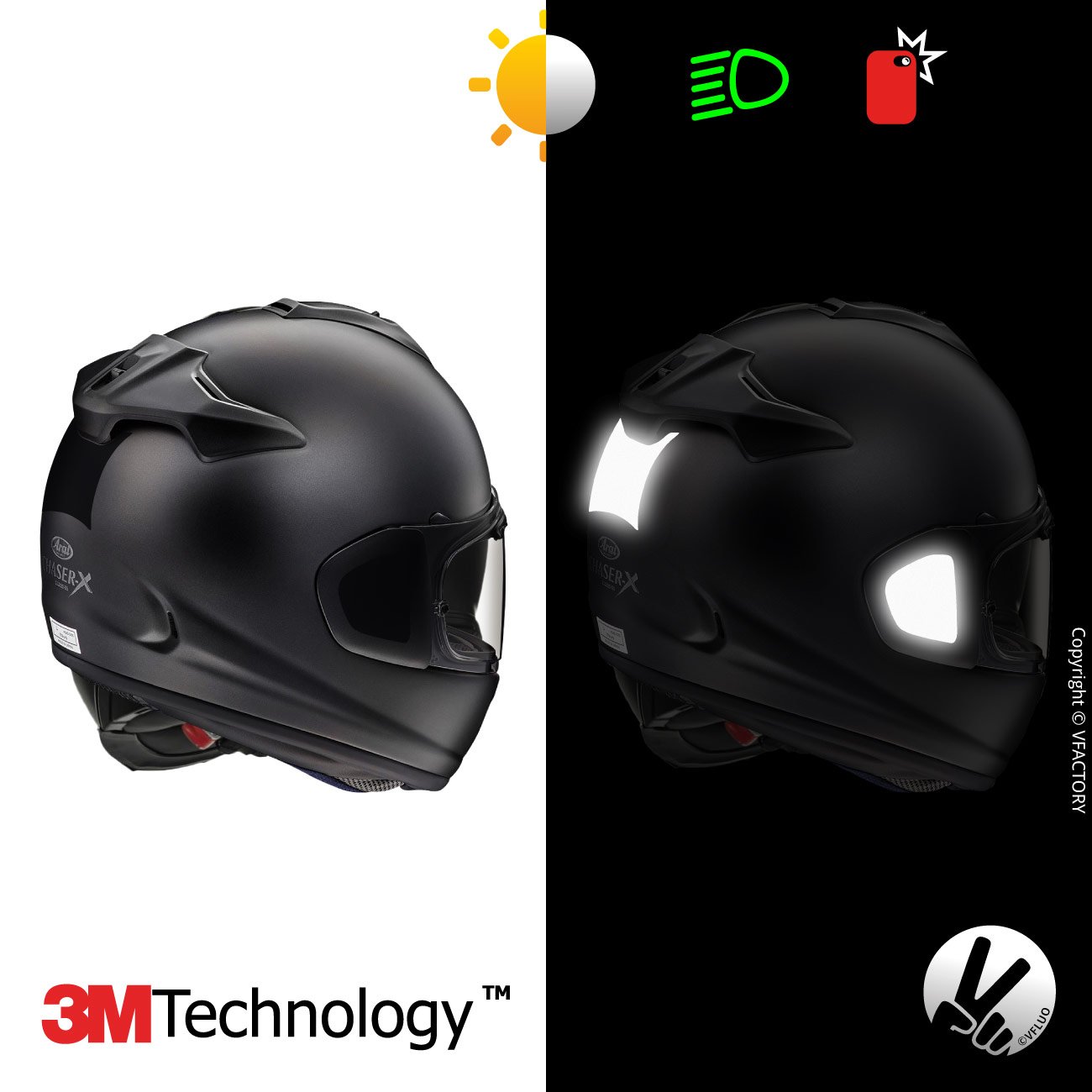 Vfluo Gama De Pegatinas Retro Reflectantes Casco Moto Araï Chaser X™ Tiras  Homologadas Fr Tecnología 3 M™ Visibilidad & Resistencia – Discreta &  Diseño Adherencia Máxima Negro