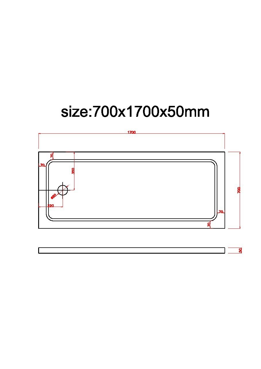 Plato De Ducha Rectangular Rebajado De Abs Con Valvula Incluida H