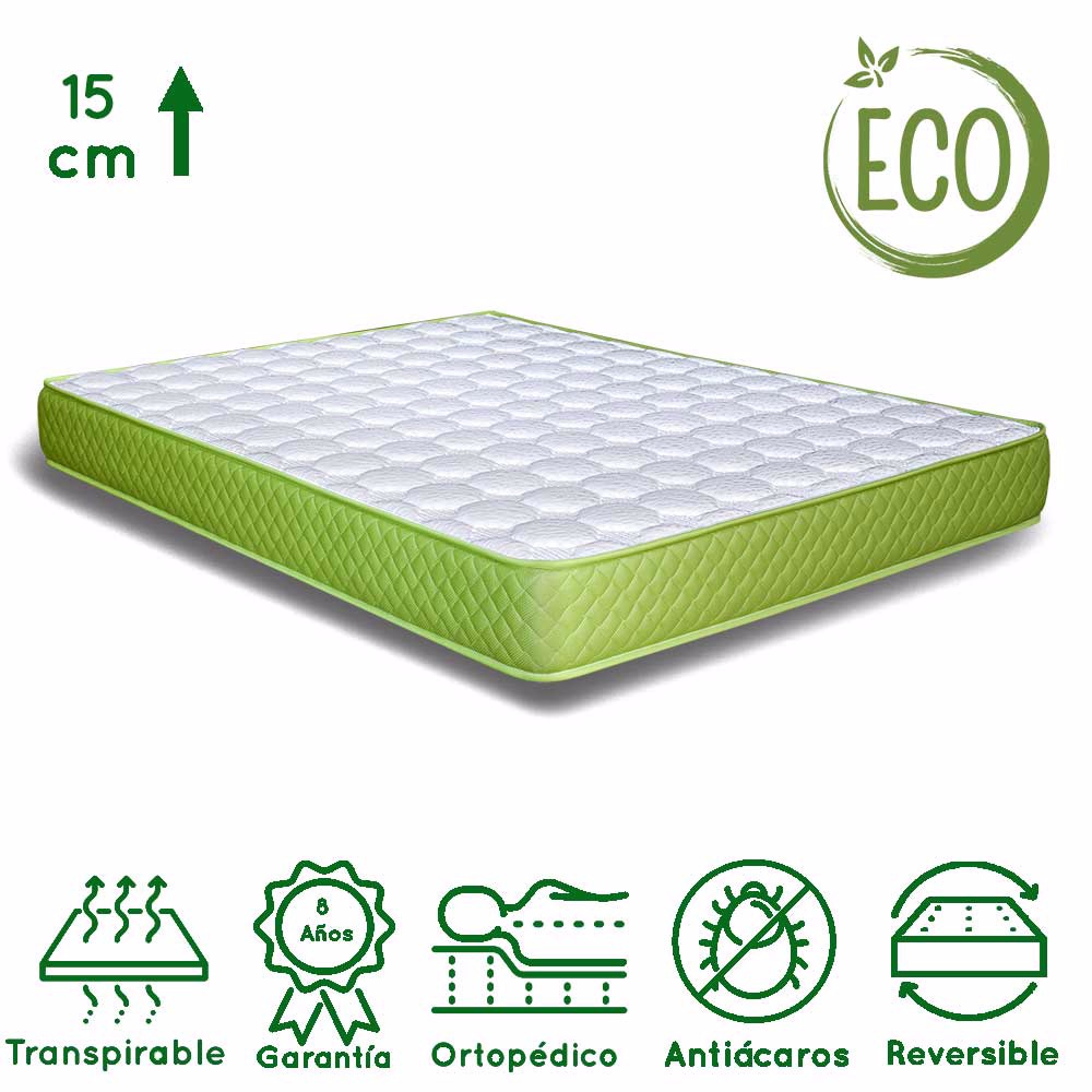 Colchón 90x190 Viscoelástico y Aloe, Especial Cama Nido y Niños, Altura 15  cm