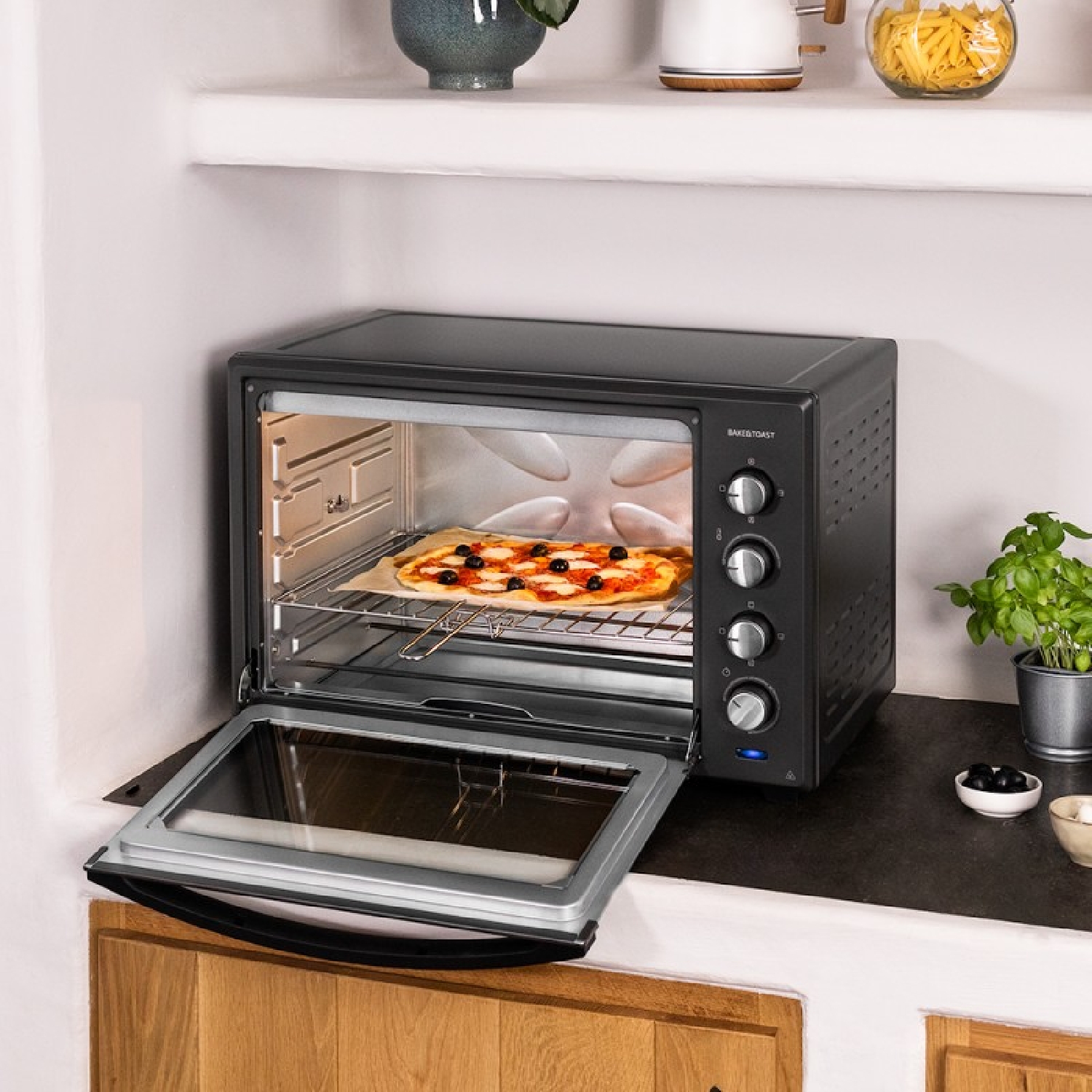 Cecotec Horno Sobremesa De Convección Bake&Toast 6000 Black Gyro. 2000 W,  60 L, 12 Funciones, Incluye