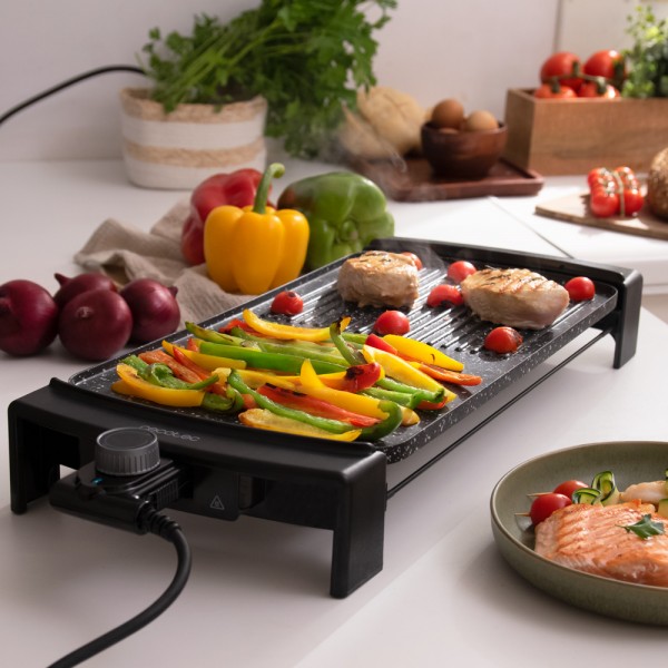 Tasty&Grill 3000 RockWater MixGrill Plancha de asar eléctrica de 2600 W con  revestimiento Rockstone y placas mixtas. Cecotec