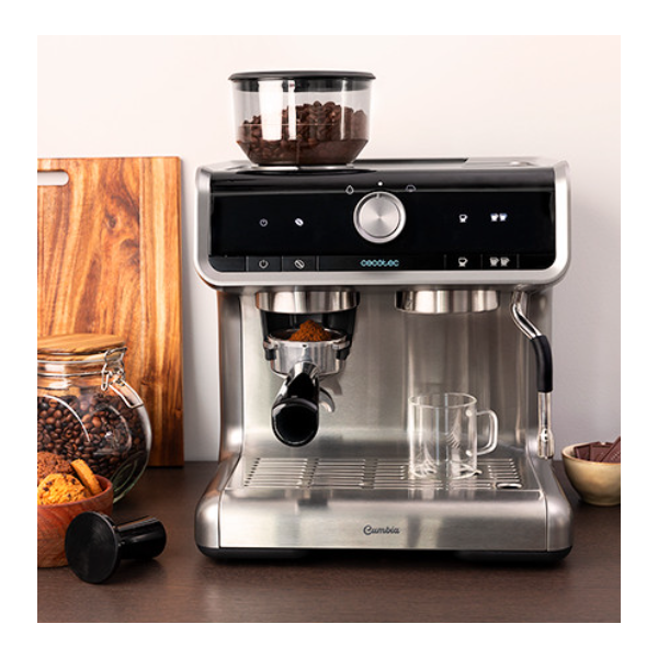 Cecotec Cafetera Express Con Molinillo Power Espresso 20 Barista Cream.  1550 W, 20 Bares, Brazo Doble