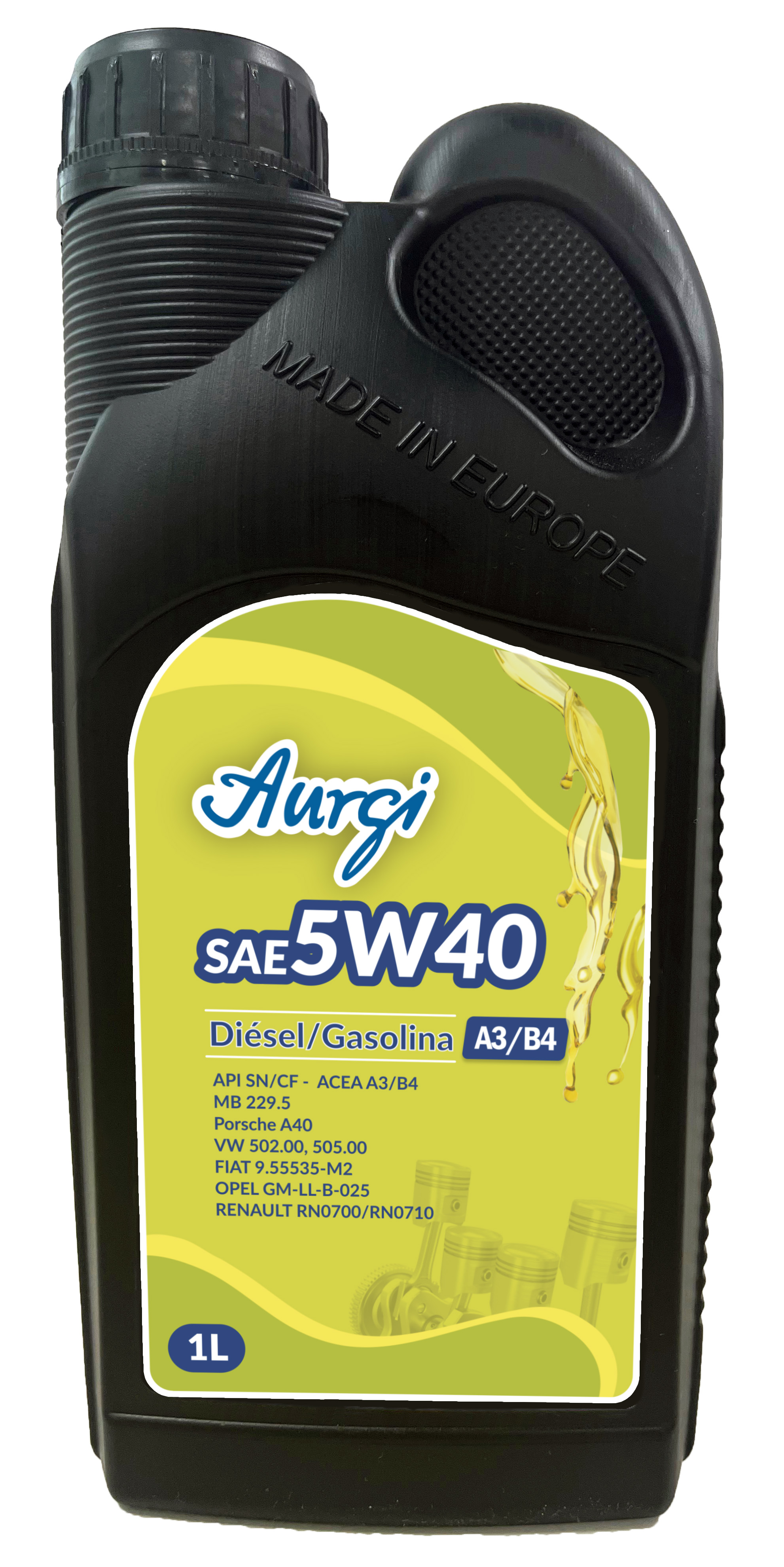 Aceite Lubricante Sintético 5W40 Garrafa de 5L Gasolina y Diesel