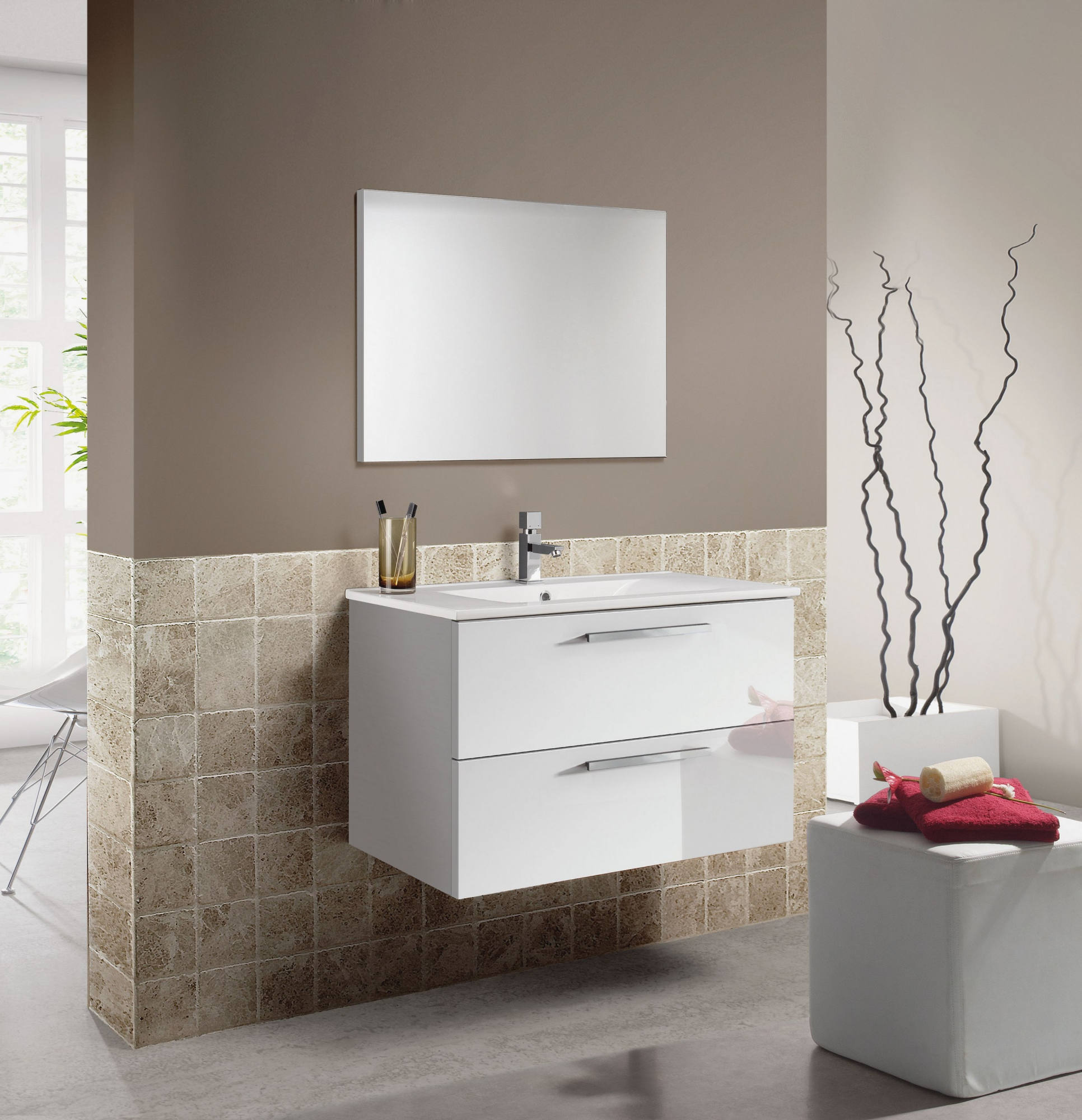 Mueble bajo lavabo - Blanco alpino - L60-H62-P45.8 - FUJI