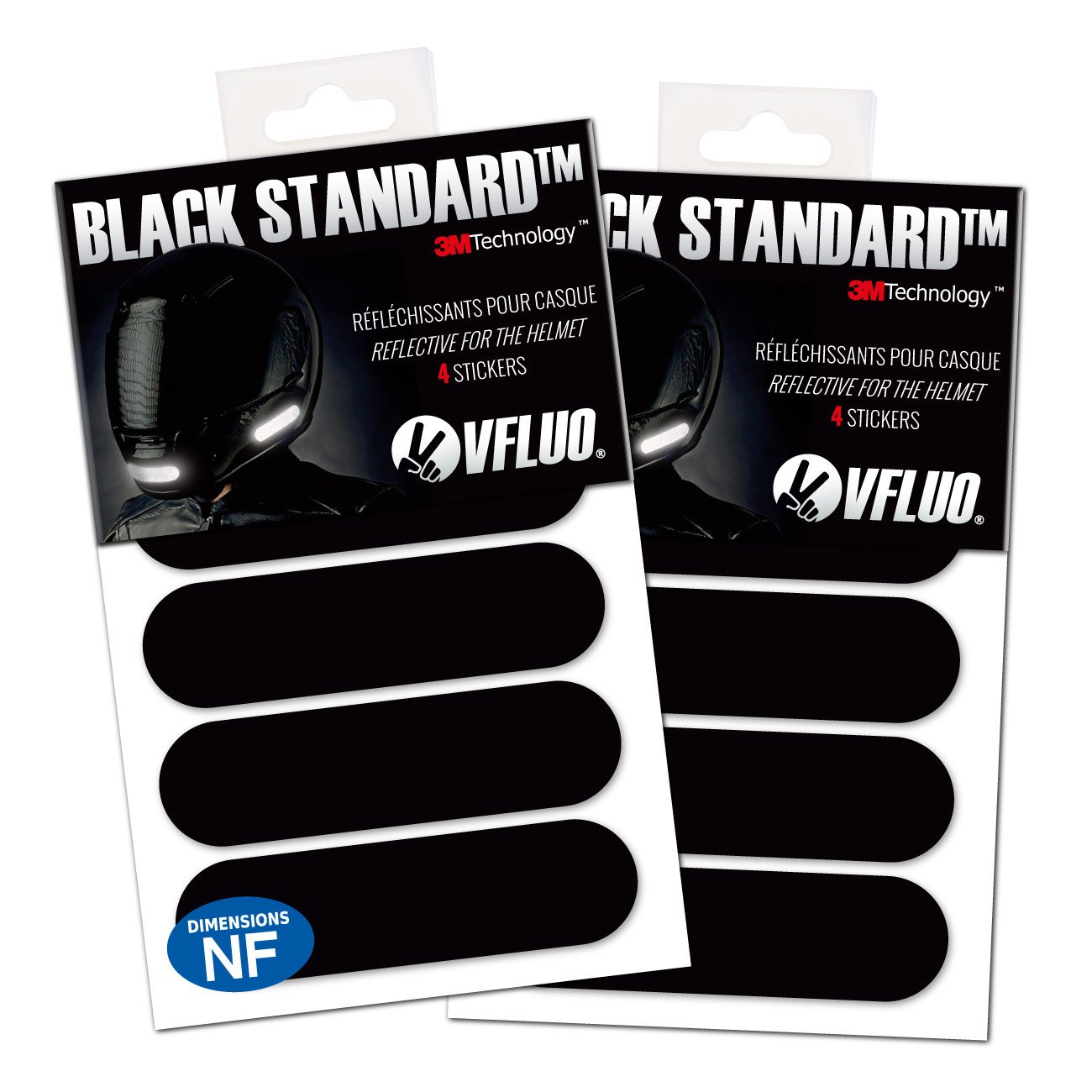 Vfluo Kit 4 Pegatinas Negras Reflectantes Para Casco De Moto Autoadhesivas  Homologadas A Los Tamaños Fr Gran Visibilidad, Tecnología 3 M™ Discreta Y  Diseño Adherencia Máxima Paquete De 2 Negro