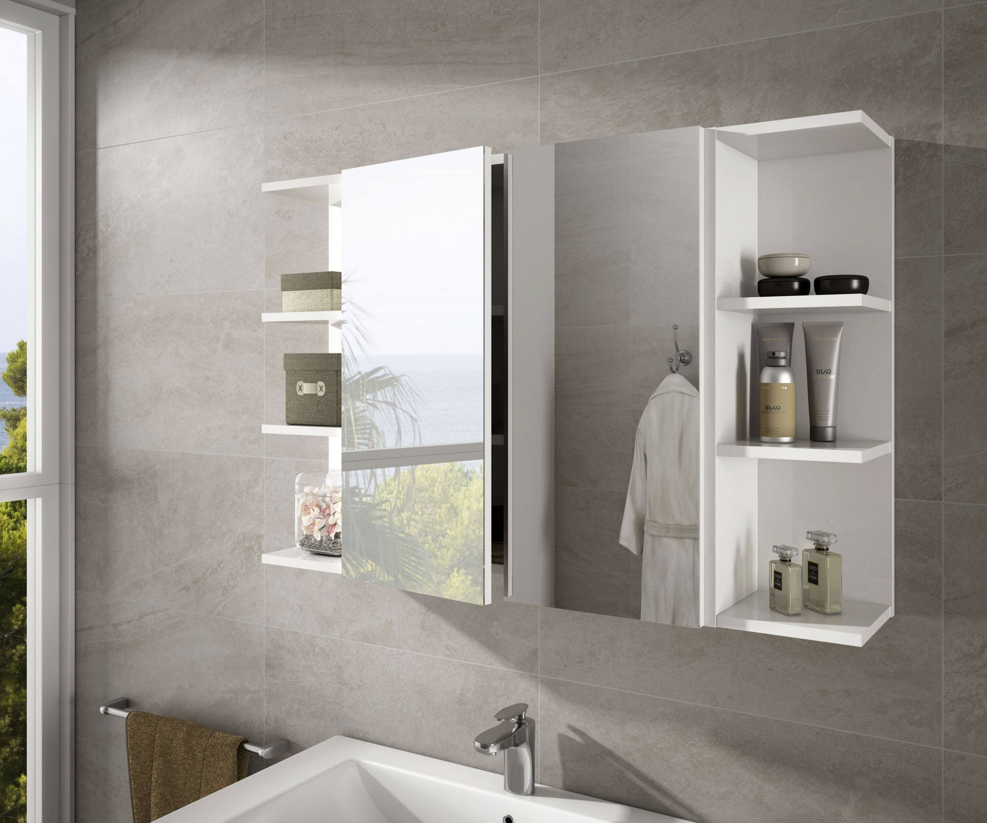 Mueble Rinconera Para Cuarto De Baño Con Cuatro Baldas, Para