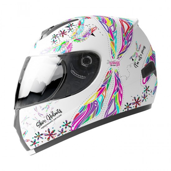 Casco Infantil Shiro Sh 829 Wings Kids Blanco Carcasa Pequeña