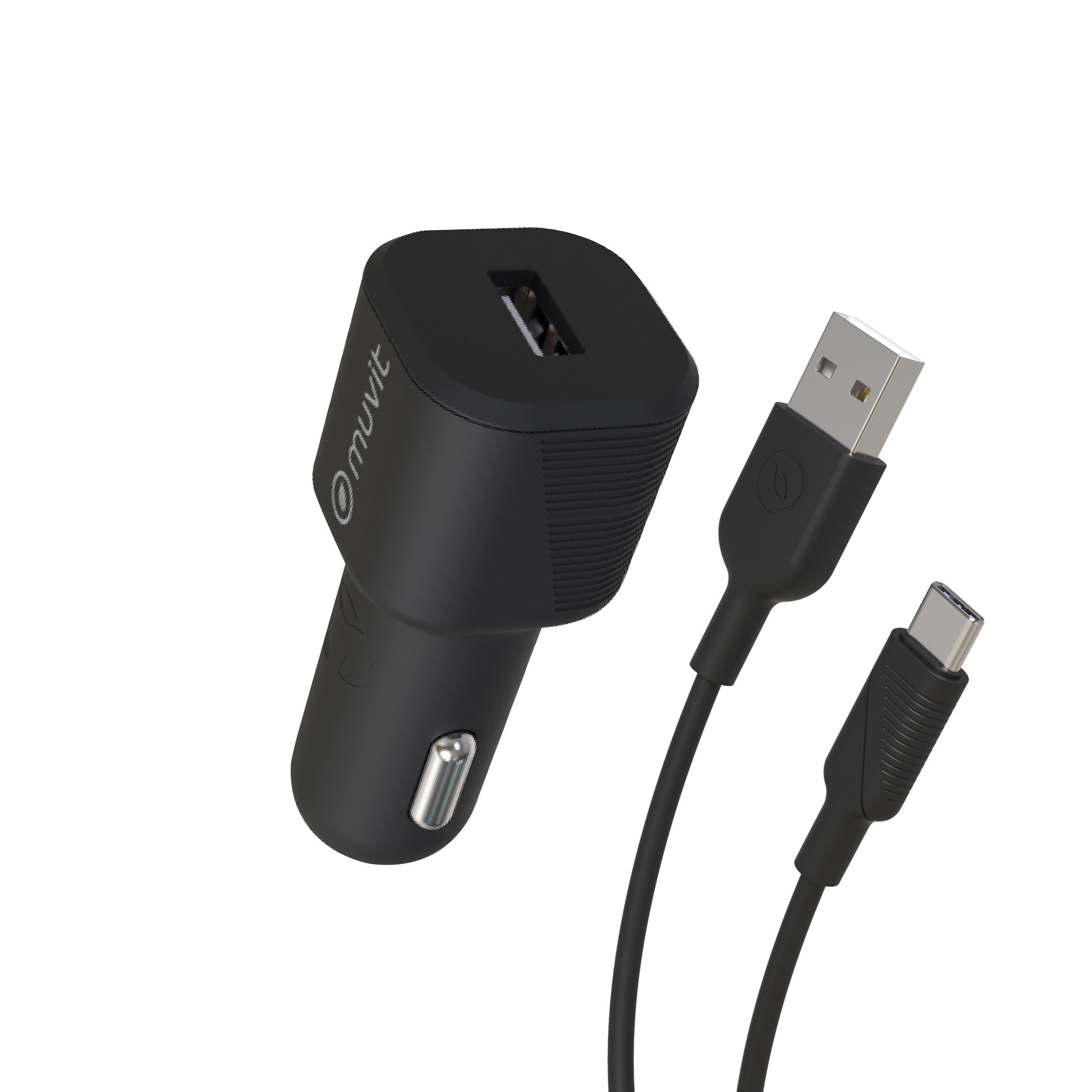 Muvit For Change Pack Cargador Coche Usb 12 W + Cable Tipo C 3 A 1