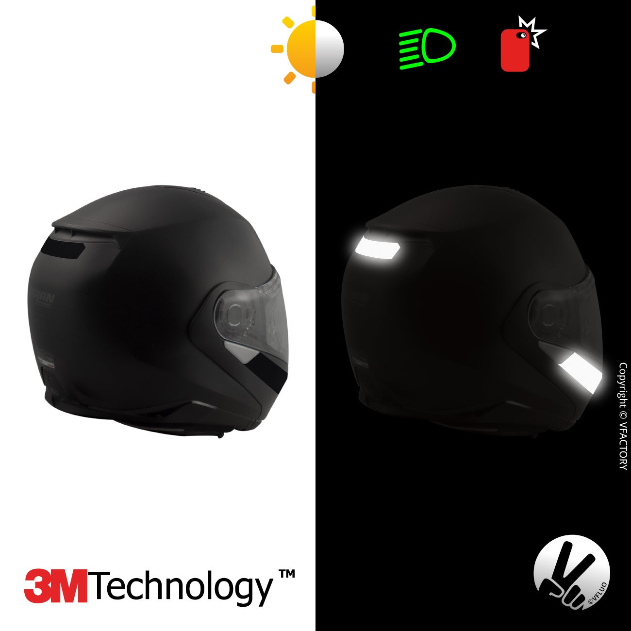 Vfluo Gama De Pegatinas Retro Reflectantes Casco Moto Shark Spartan™ Tiras  Homologadas Fr Tecnología 3 M™ Visibilidad & Resistencia – Discreta &  Diseño Adherencia Máxima Negro