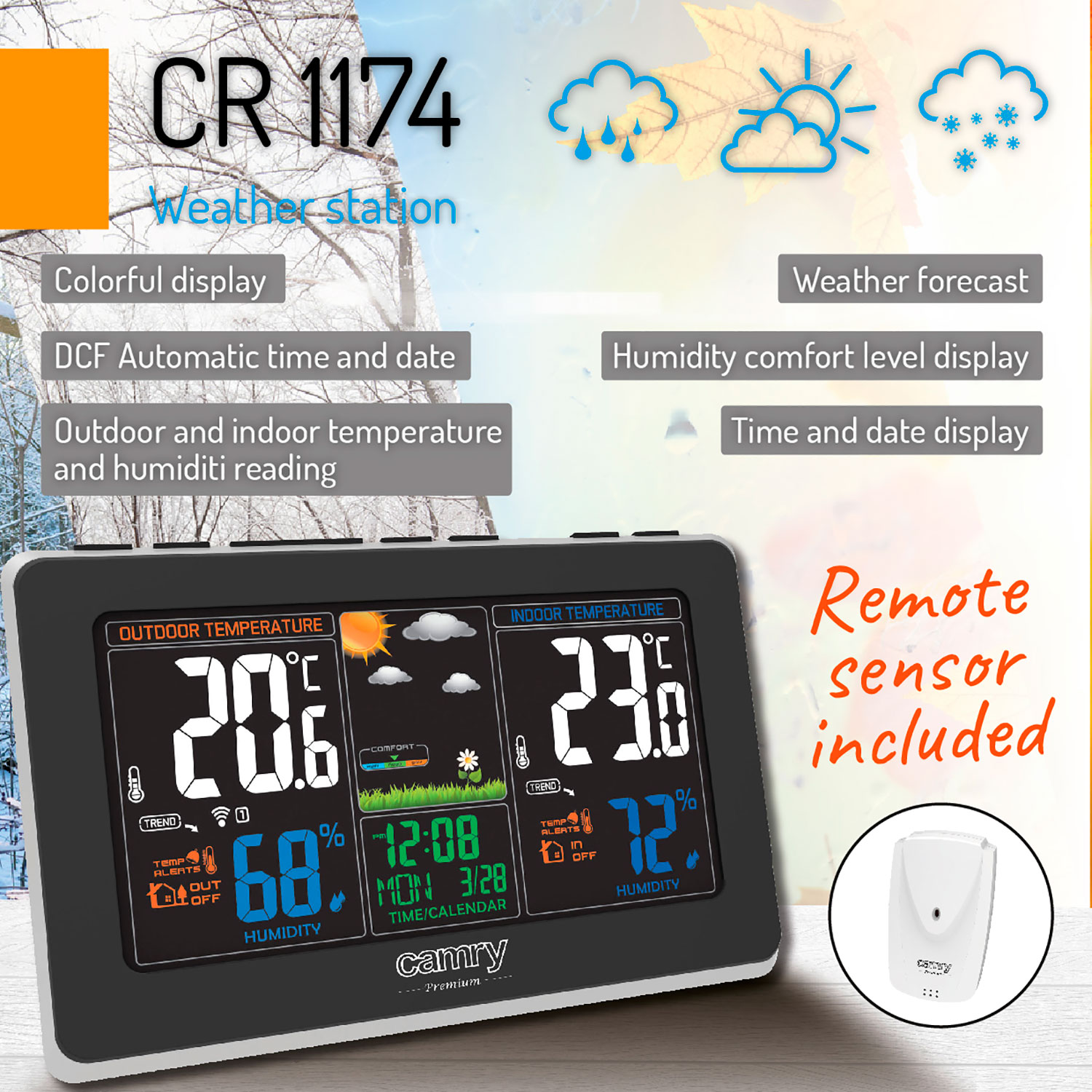 Indicador digital de temperatura, humedad y horario