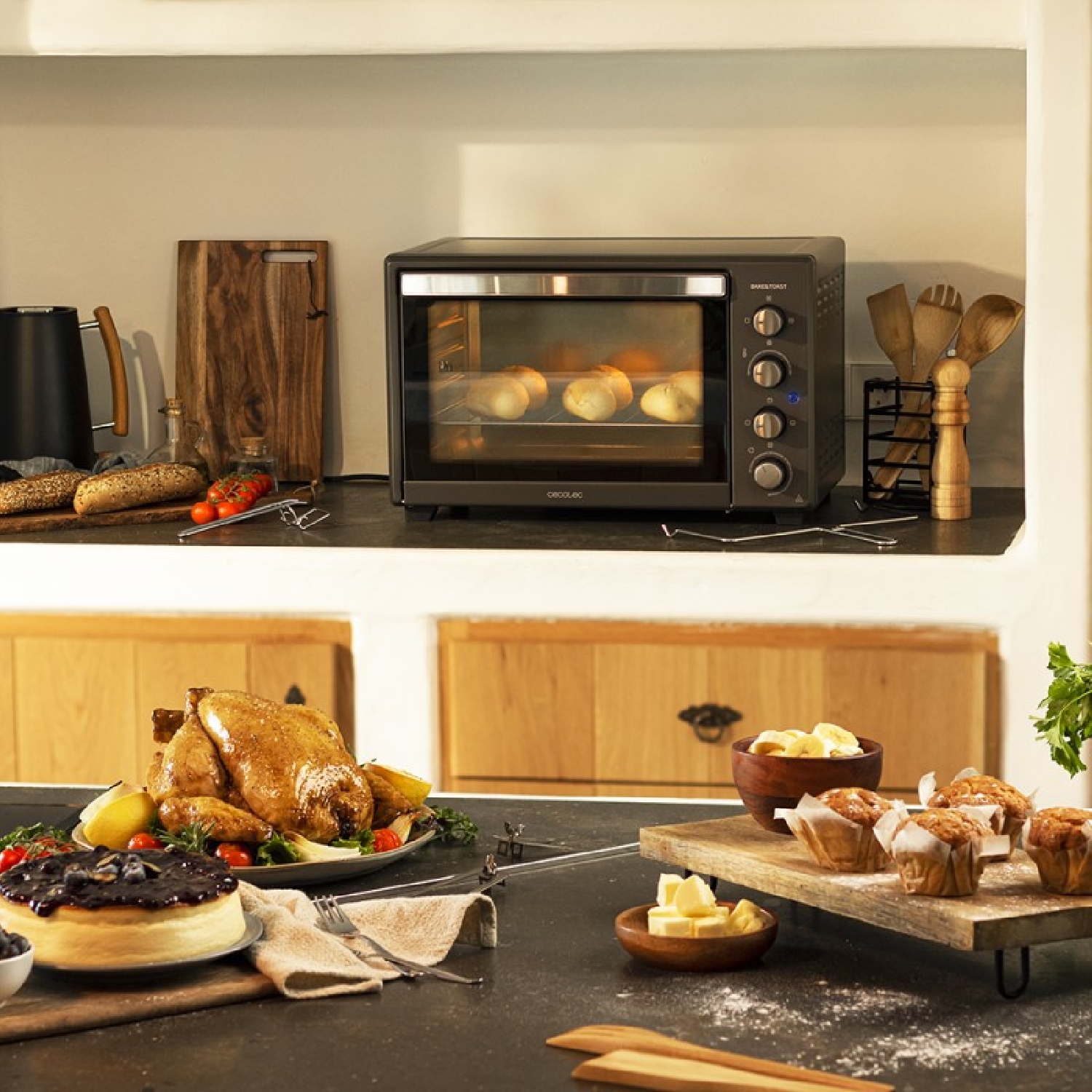 Cecotec Horno Sobremesa De Convección Bake&Toast 4500 Black Gyro. 2000 W,  45 L, 12 Funciones, Incluye