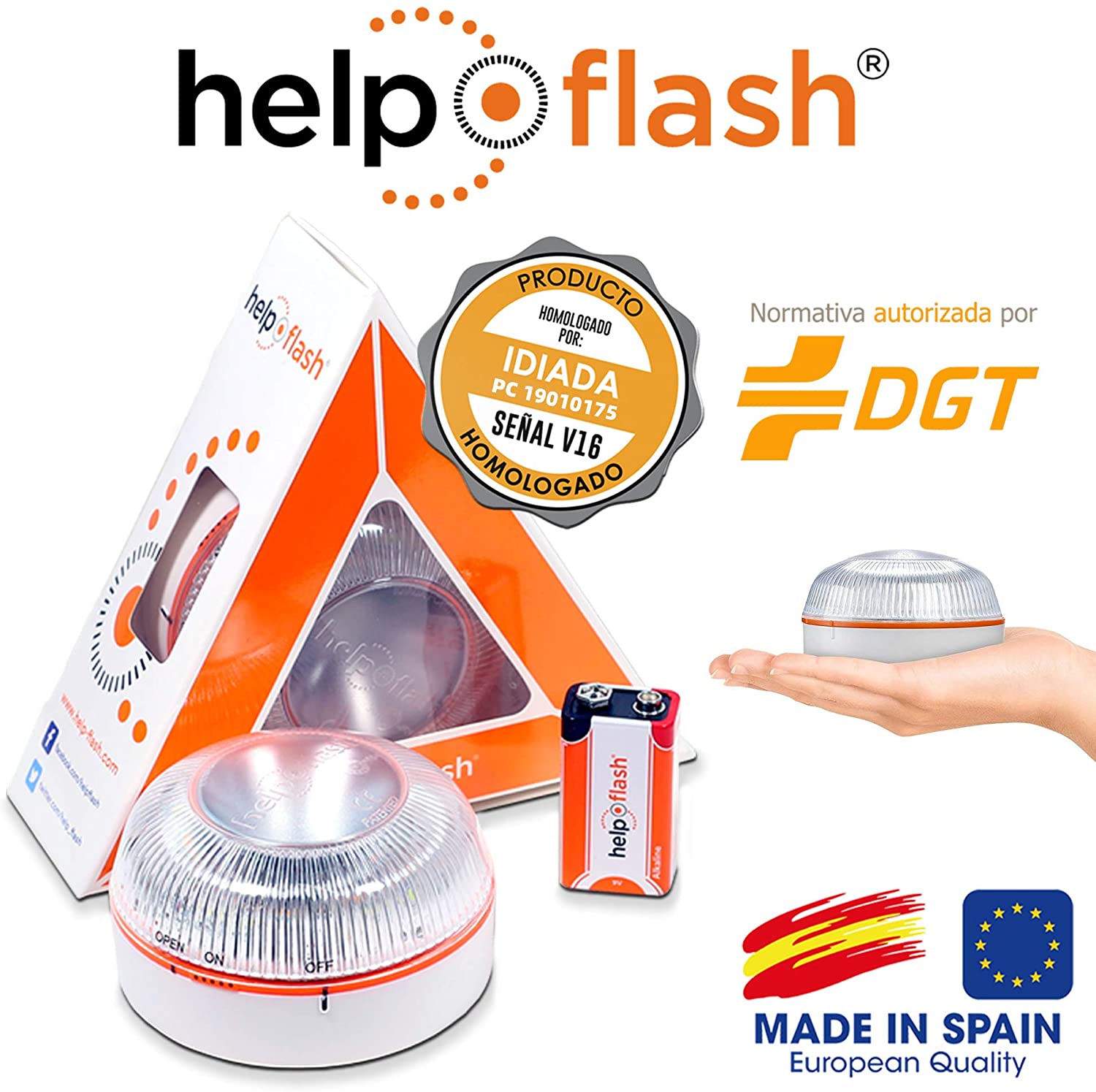 Baliza De Emergencia V16 2.0 Aut noma Help Flash 4 Uds