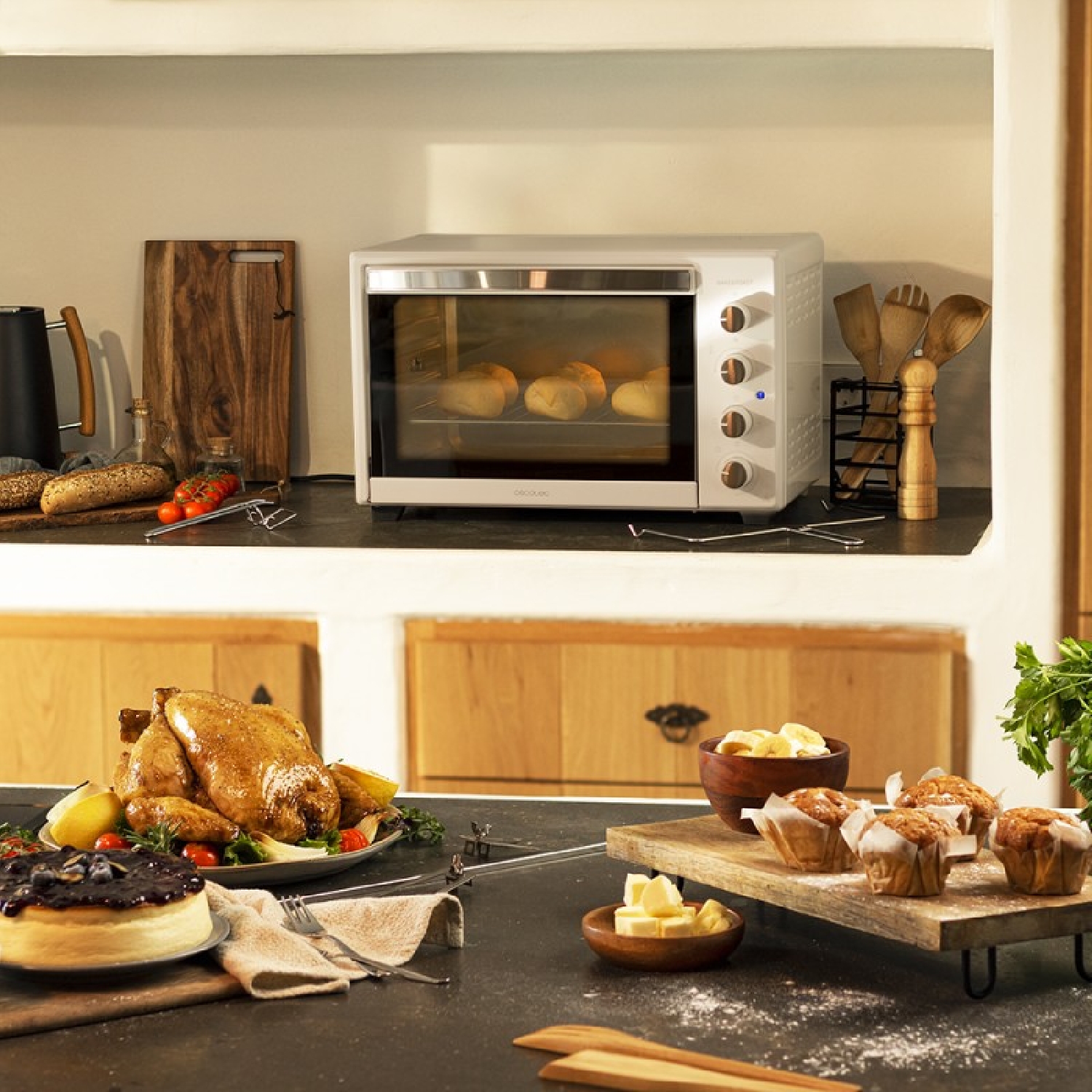 Cecotec Horno Sobremesa De Convección Bake&Toast 4500 White Gyro. 2000 W, 45  L, 12 Funciones, Incluye