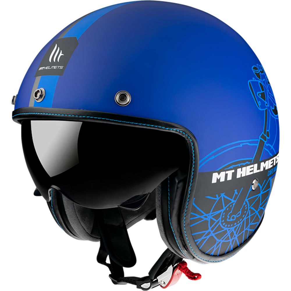 Casco Jet De Moto Mans Sv Cafe Racer Open Face Azul Xs Mt Helmets