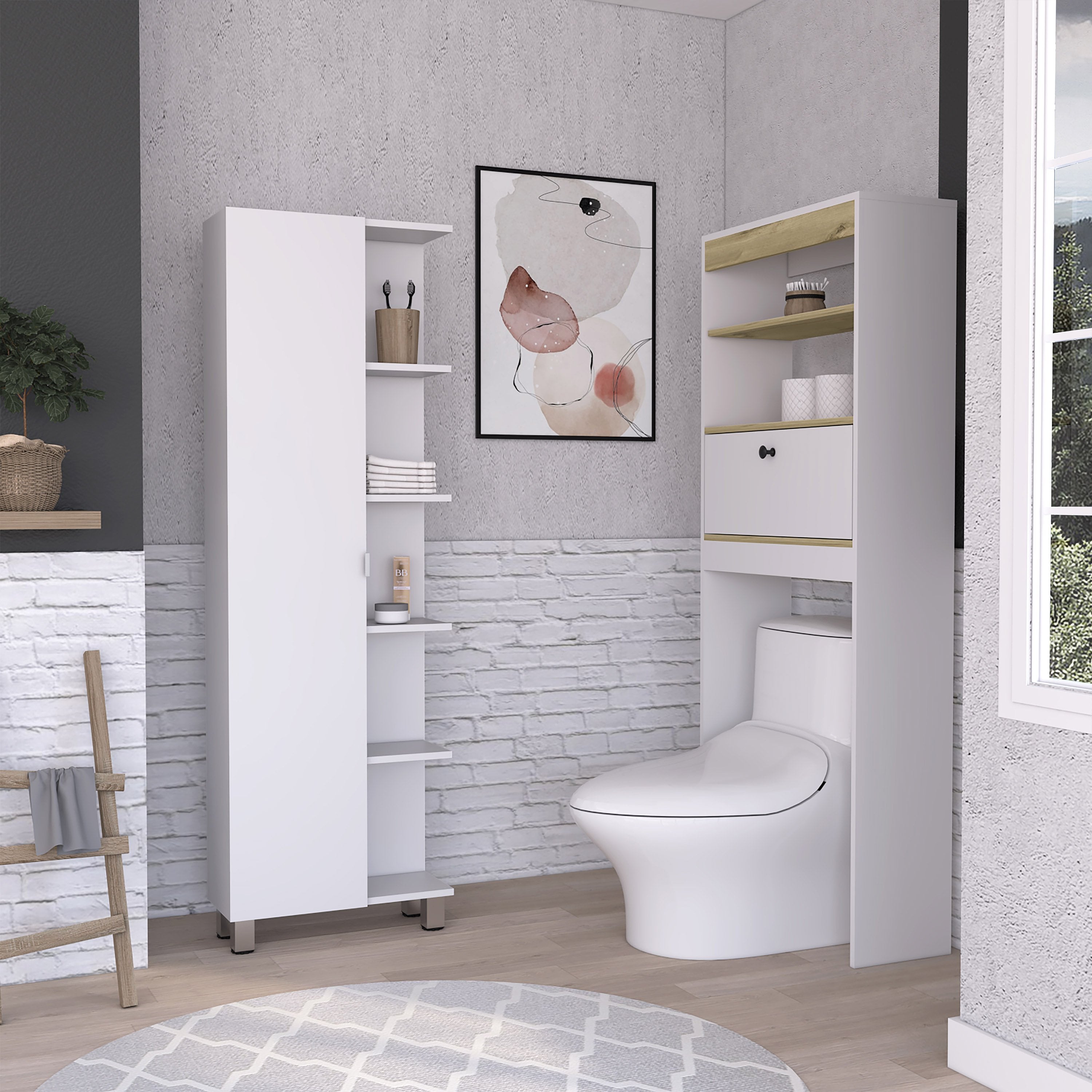 Mueble Columna de Baño Malaga con cajón Blanco / Duna