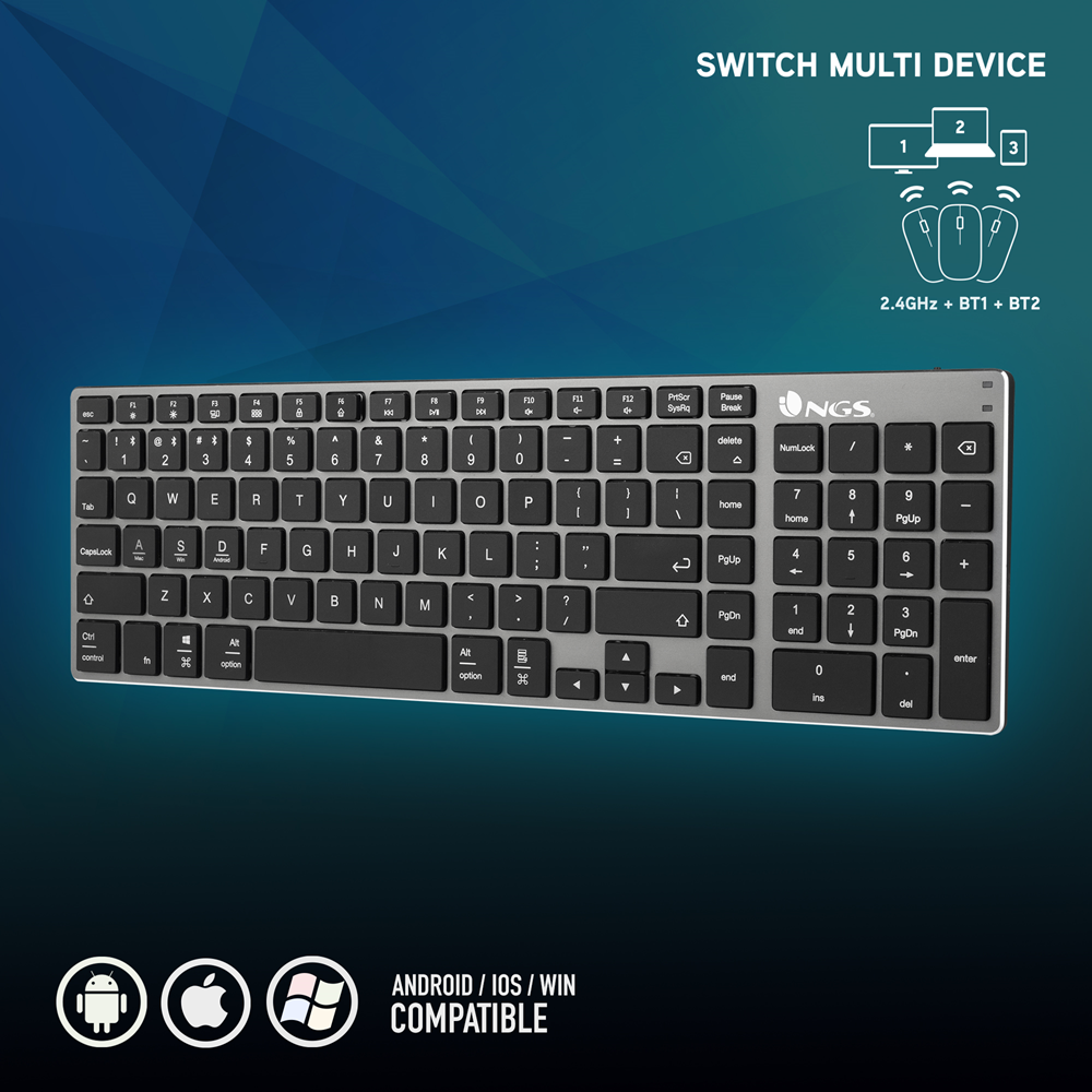 TECLADO INALAMBRICO BLUETOOTH MULTIDISPOSITIVO