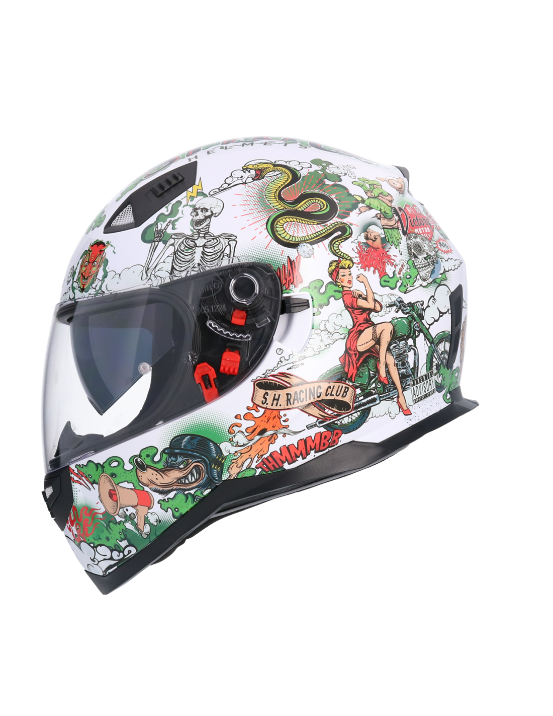 Casco Moto Integral Ece Homologado Oldskull Blanco Sh881 Edicion Limitada  Casco Con Doble Visera Solar Casco