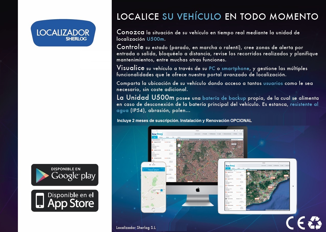 DISPOSITIVO GPS/GLONASS 4G (VEHÍCULOS), PARA TODO TIPO DE FLOTAS EN TIEMPO  REAL, LOCALIZADOR SHERLOG, MODELO U500 mini