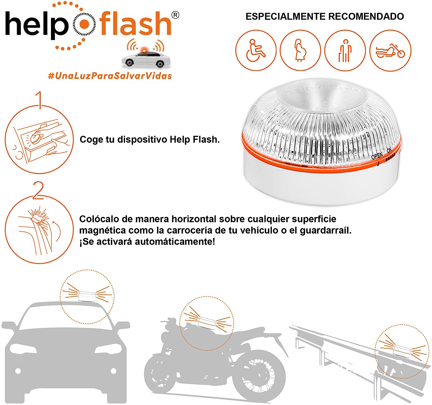 Help Flash - Luz De Emergencia Autónoma - Señal V16 De