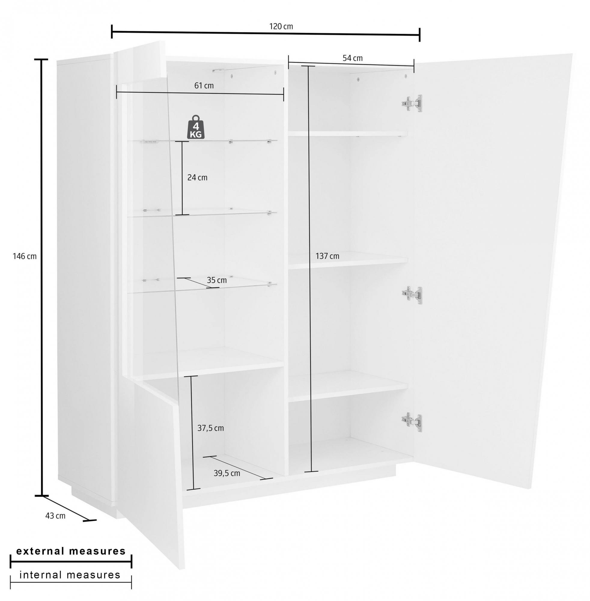 Modern Cristal Pantry Vitrina de cristal templado