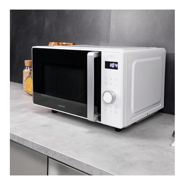 Cecotec Microondas sin Plato Digital GrandHeat 2500 Flatbed Touch White.  800 W, Capacidad 25 L, Panel de Control Táctil, 8 Funciones  Preconfiguradas