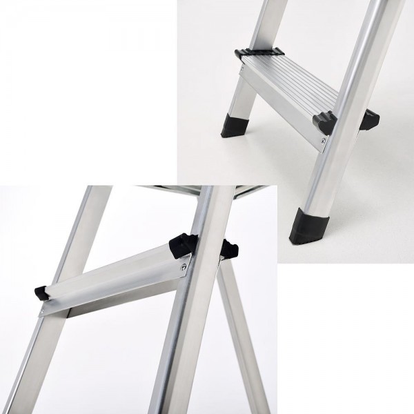 Escalera de aluminio 5 peldaños antideslizante plegable